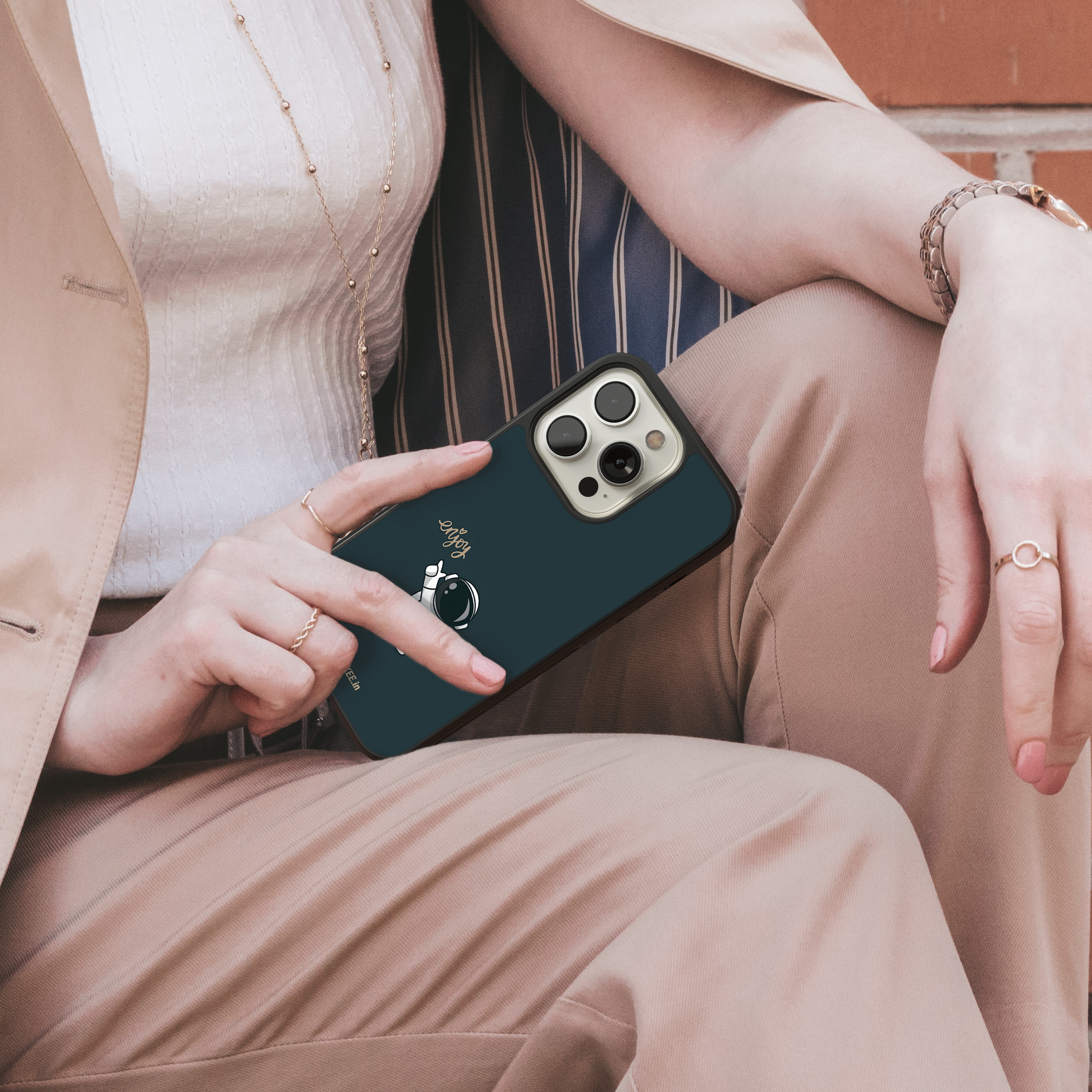 Cute Astronaut Pointing - "Enjoy" Space Mobile Case