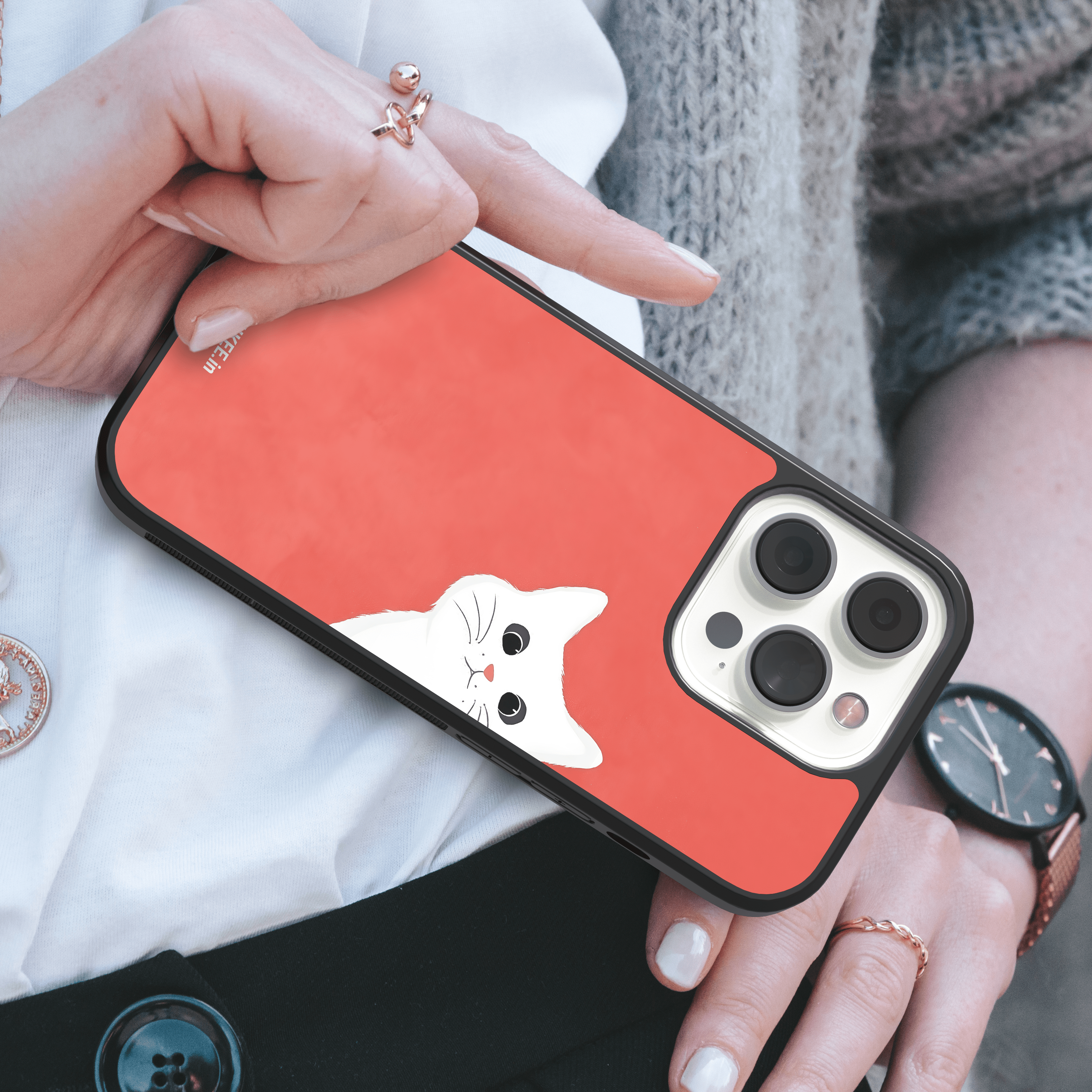 Cute Animal Peek-a-Boo Mobile Cover - Whimsical Design