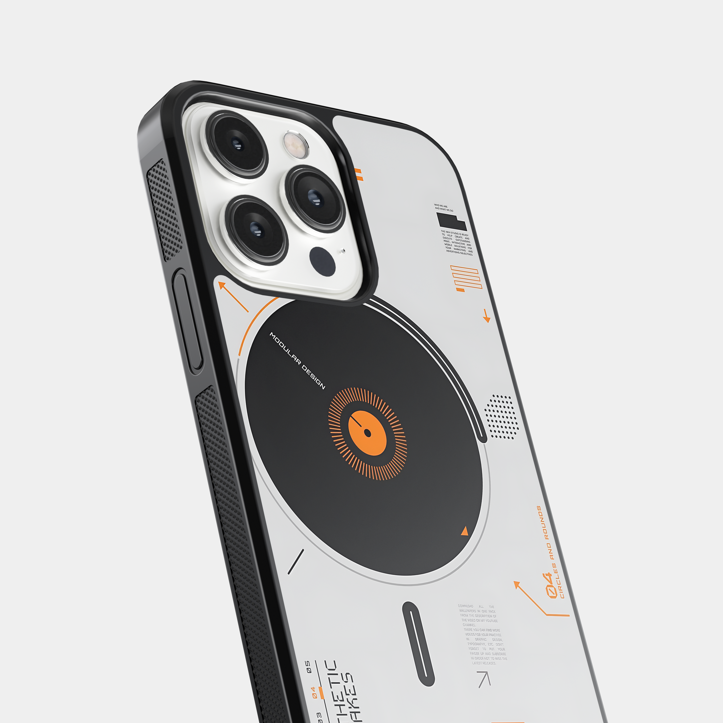 Geometric Abstract Mobile Cover with Text - Modular Style