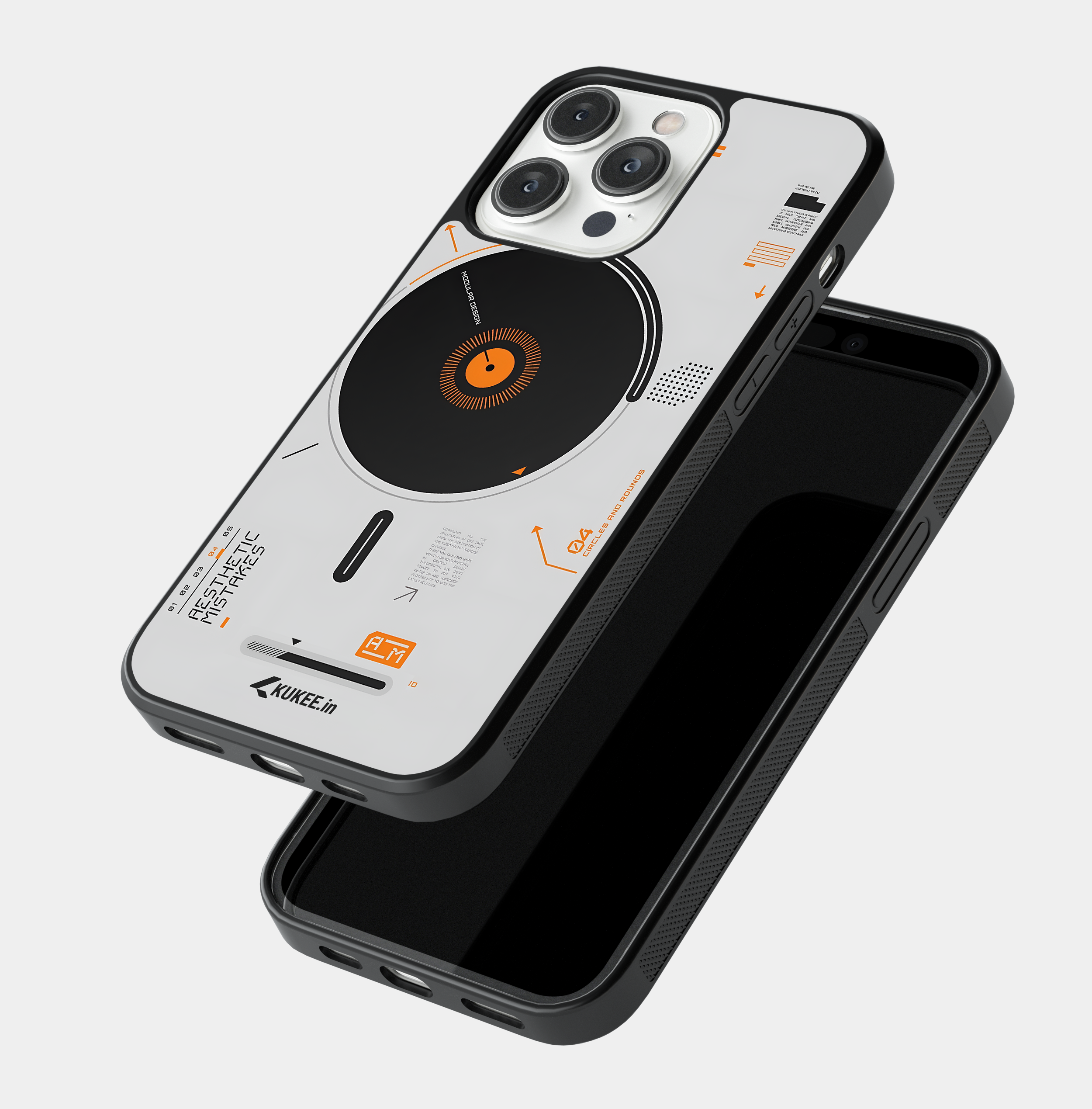 Geometric Abstract Mobile Cover with Text - Modular Style