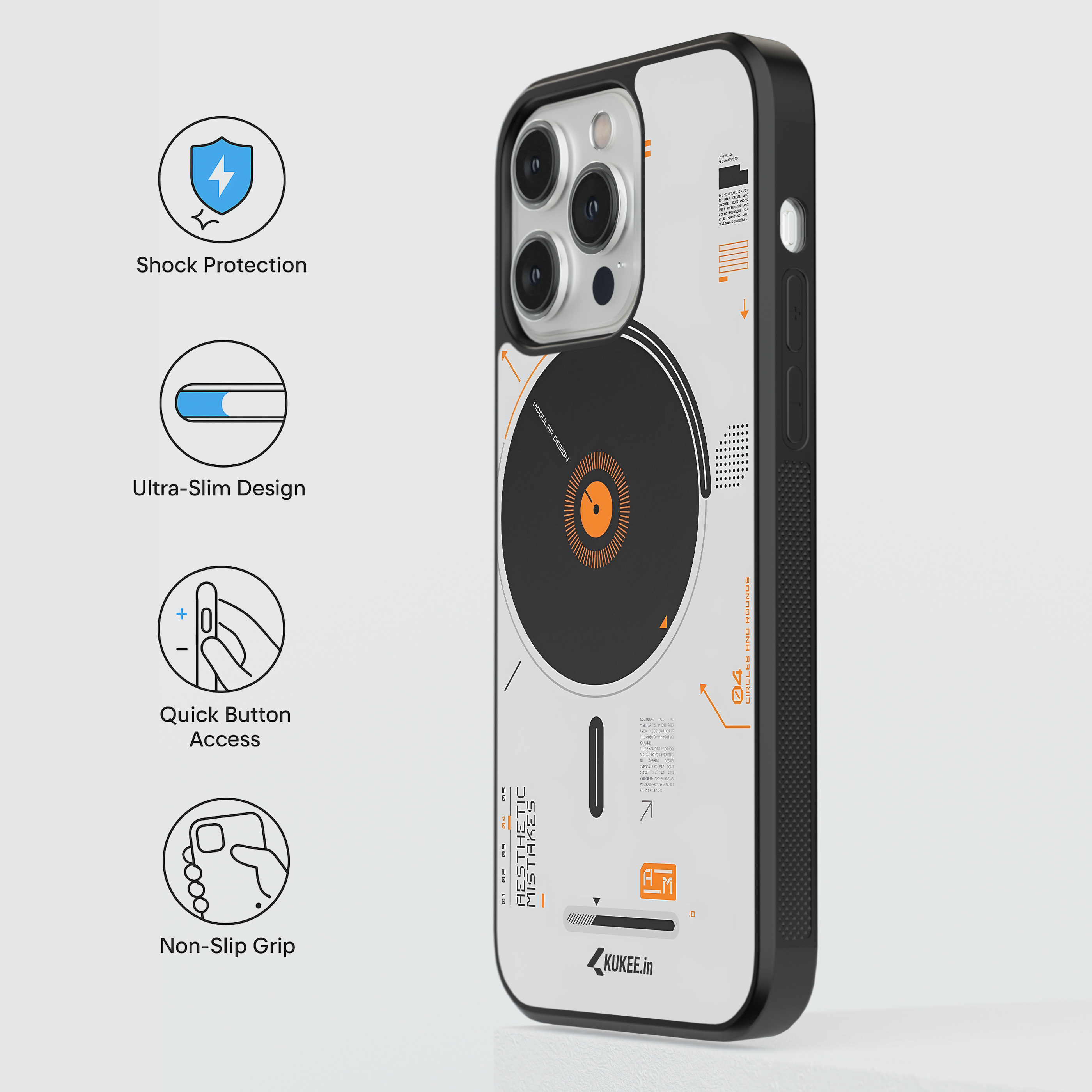 Geometric Abstract Mobile Cover with Text - Modular Style