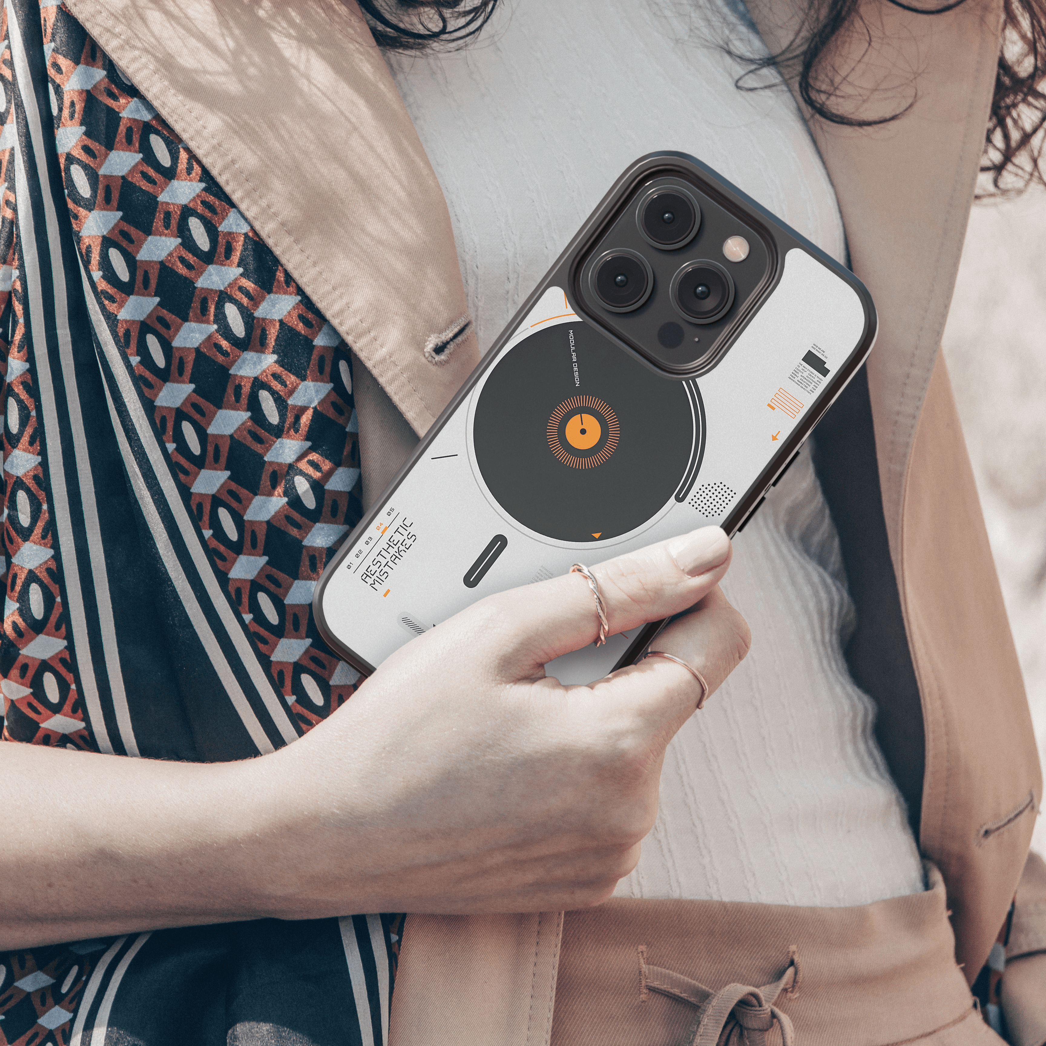 Geometric Abstract Mobile Cover with Text - Modular Style