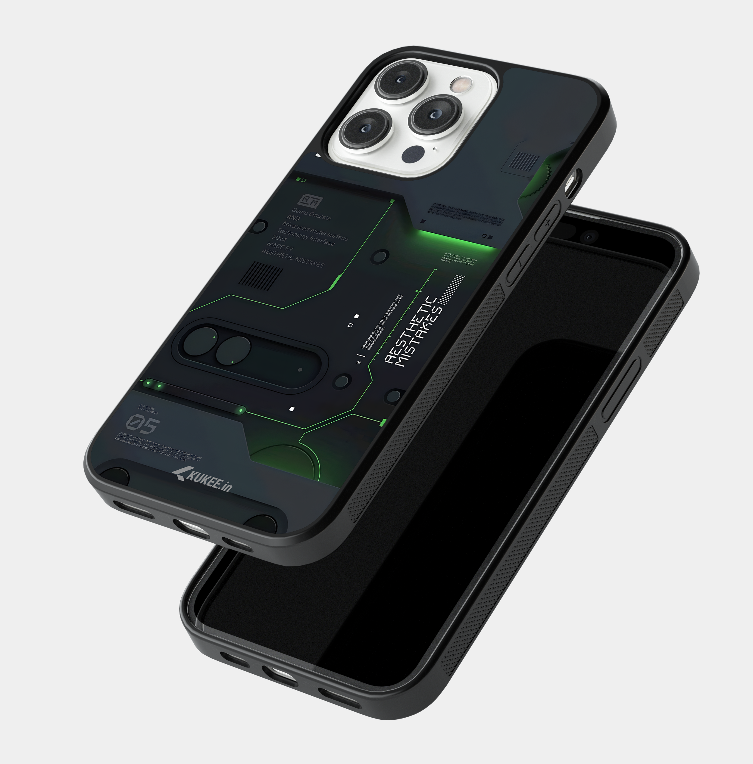Futuristic Tech Interface Mobile Case - Dark with Green Accents