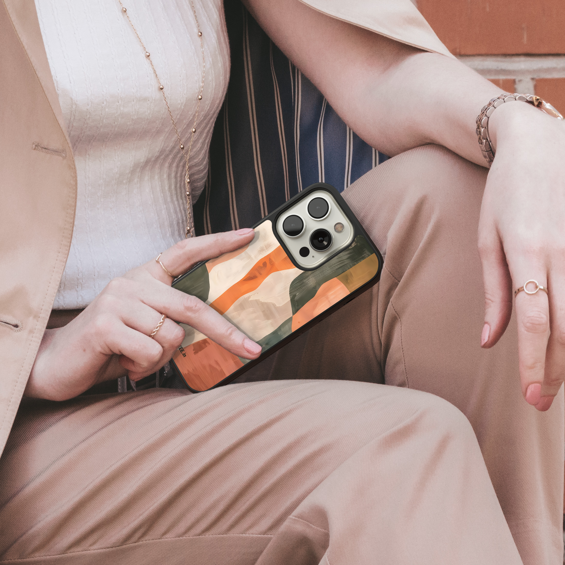 Modern Abstract Mobile Case - Earth Tone Organic Shapes