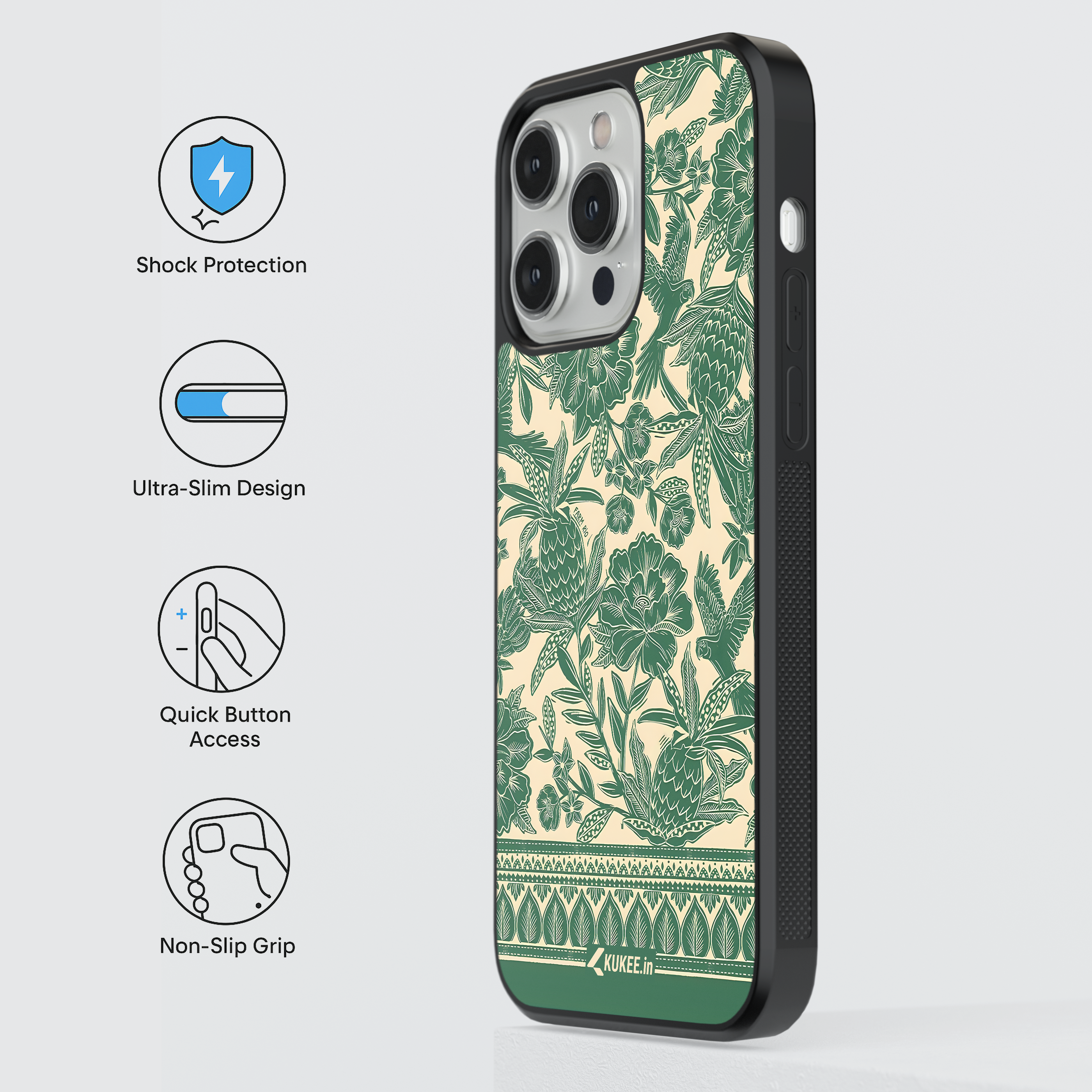 Green Tropical Pineapple Mobile Case - Elegant Floral Bird Print