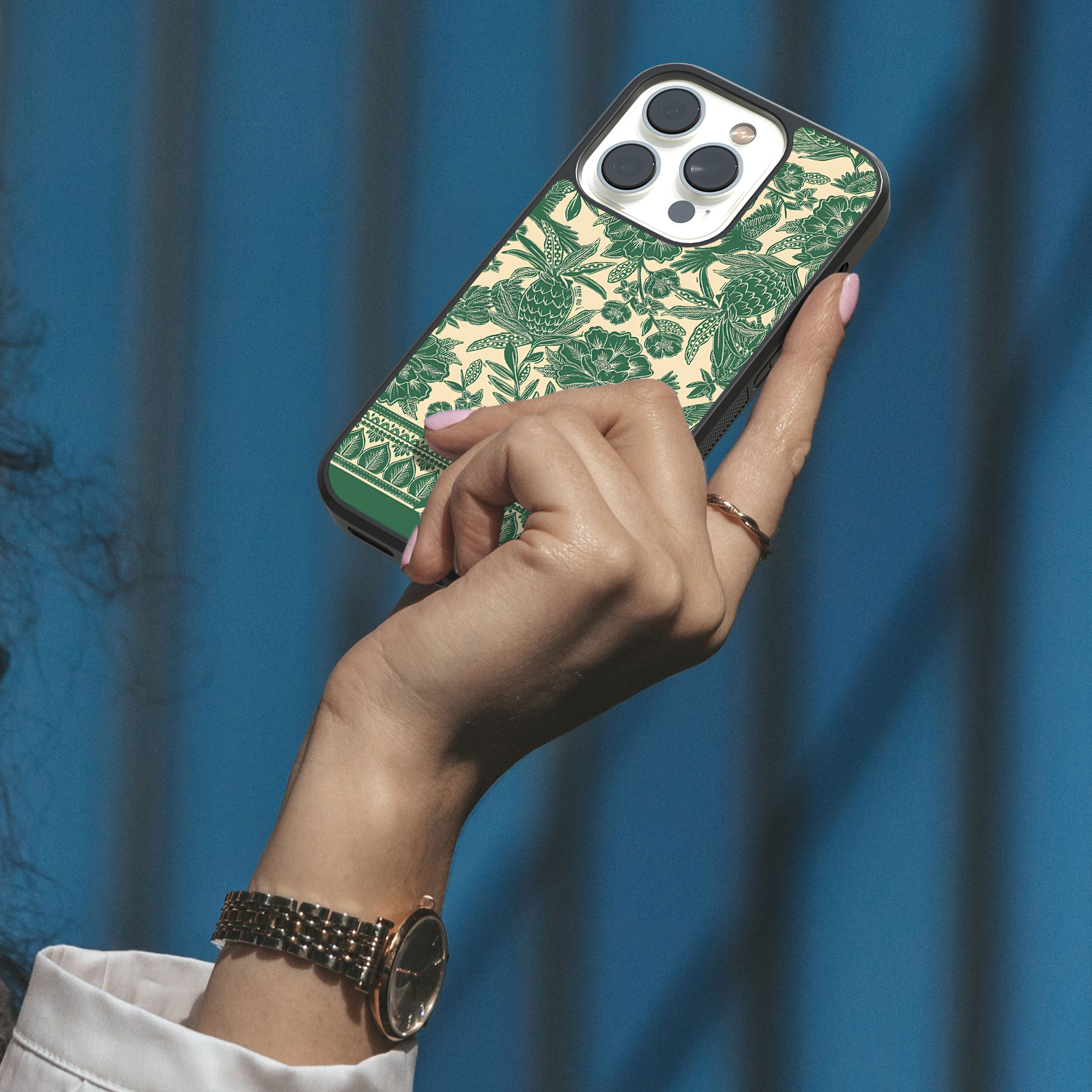 Green Tropical Pineapple Mobile Case - Elegant Floral Bird Print