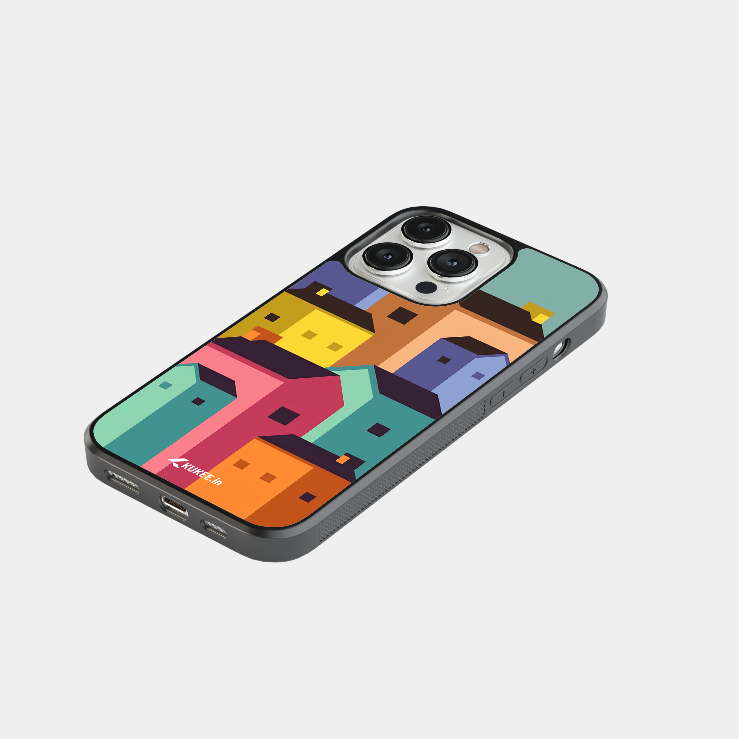 Vibrant Blocky Houses Mobile Cover - Playful Architecture Design