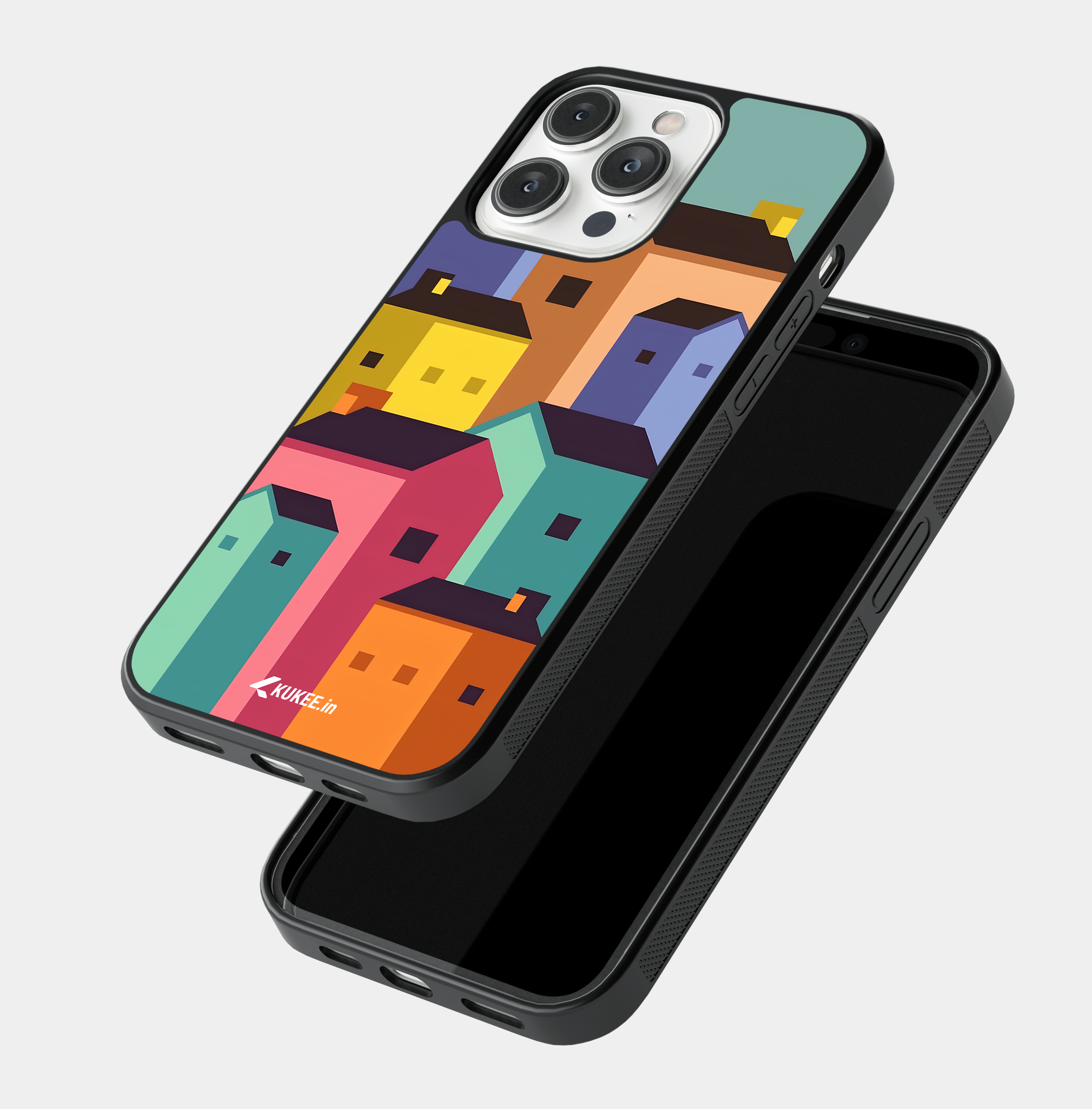 Vibrant Blocky Houses Mobile Cover - Playful Architecture Design