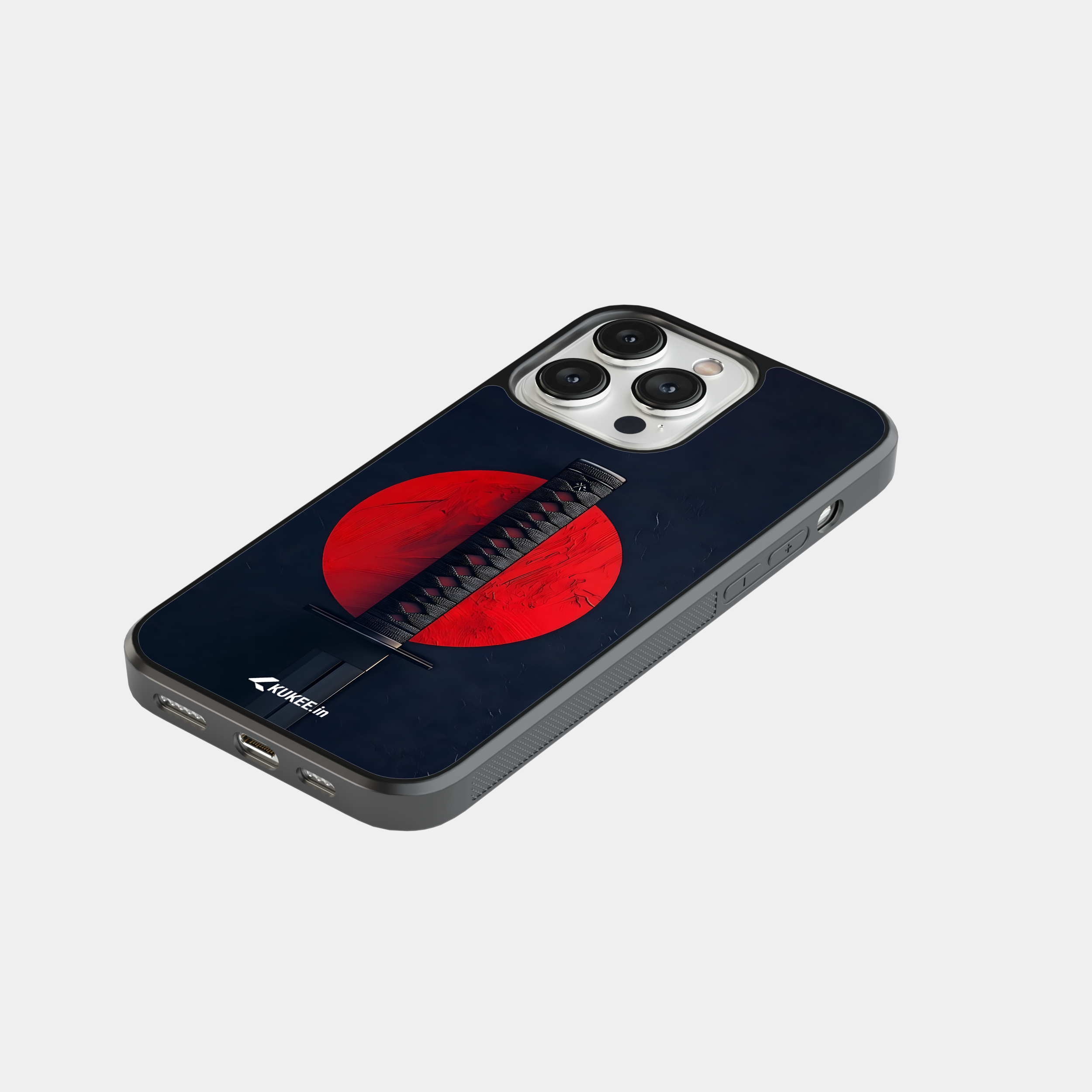 Minimalist Katana Art Mobile Cover - Bold Red and Black Design
