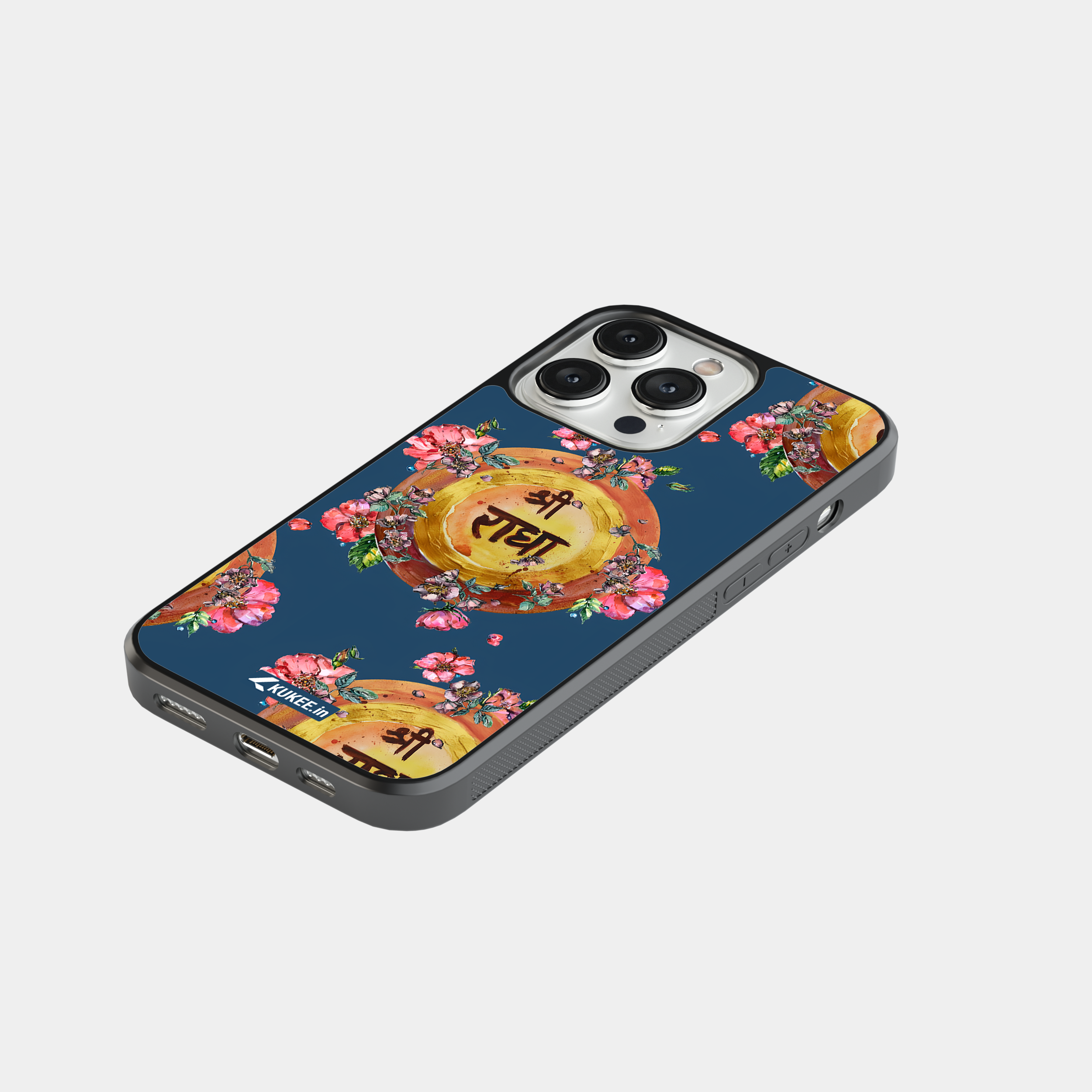 Radha Krishna Mobile Cover - Spiritual Art with Flowers