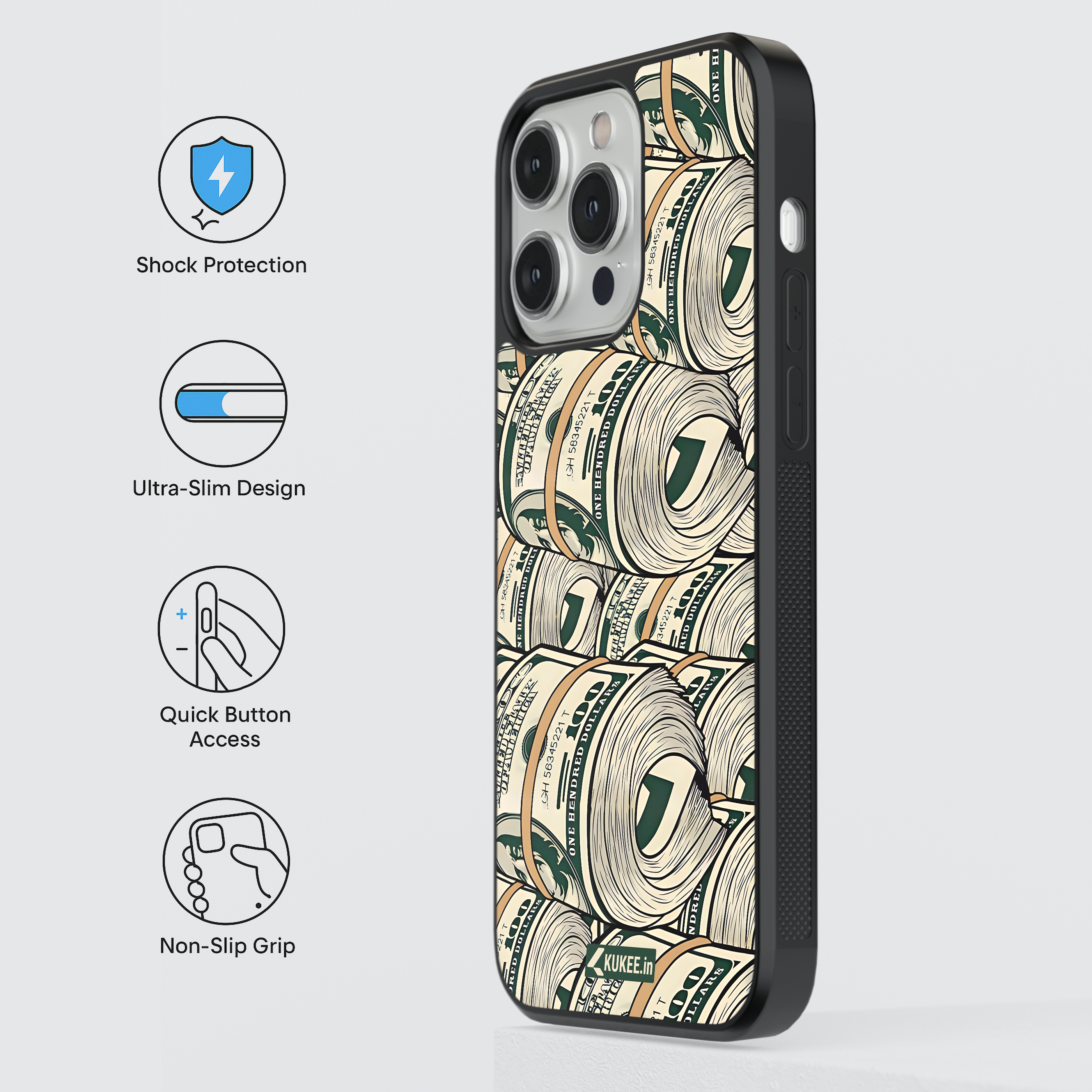 Cartoon Stack of Money Rolls Mobile Case - Dollar Bills Illustration