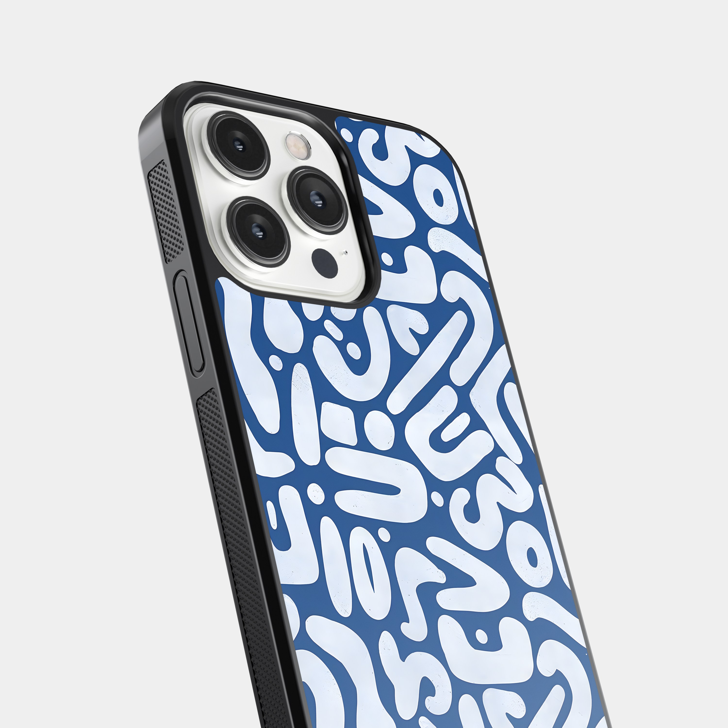 Pattern Mobile Cover - Blue and White Swirl Design