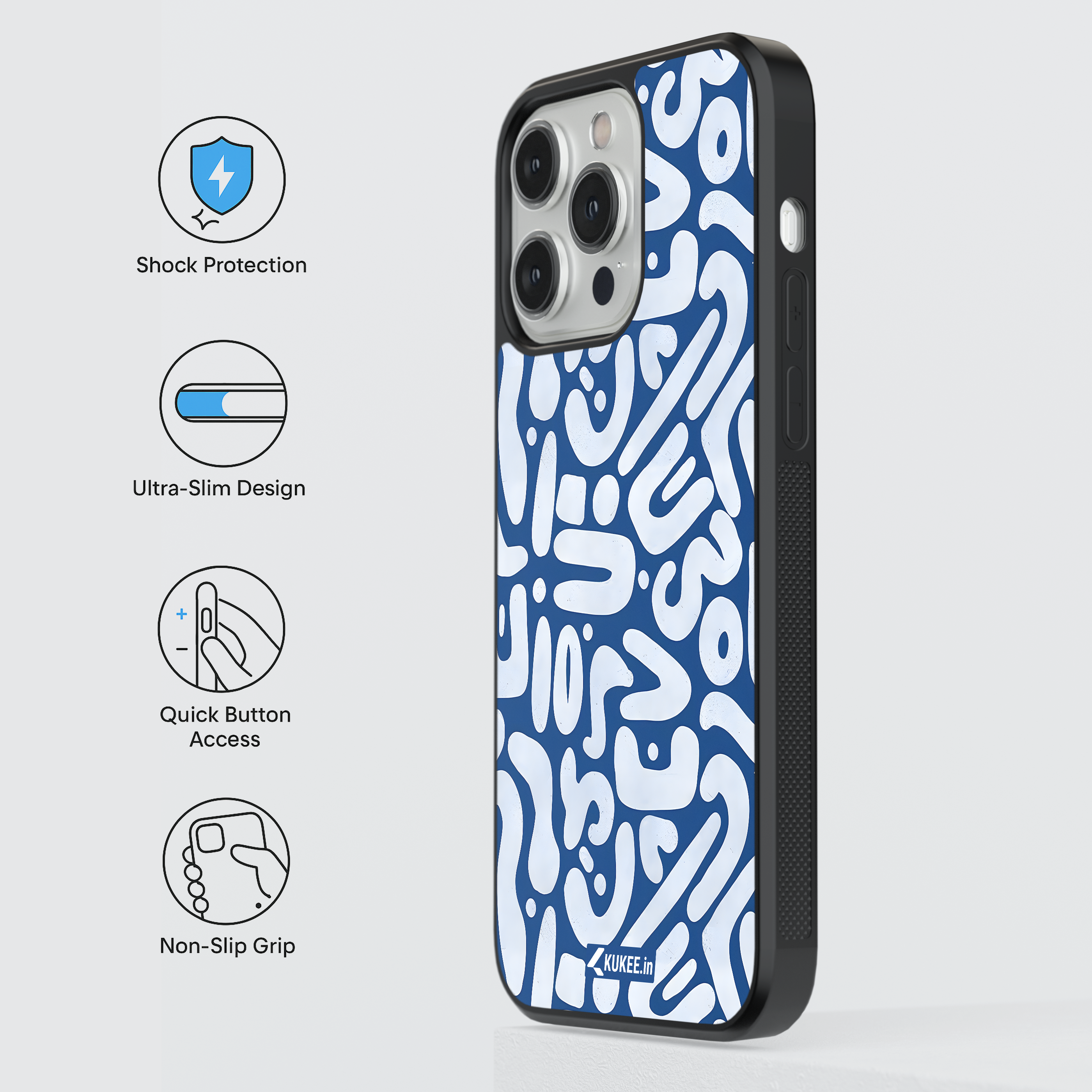 Pattern Mobile Cover - Blue and White Swirl Design