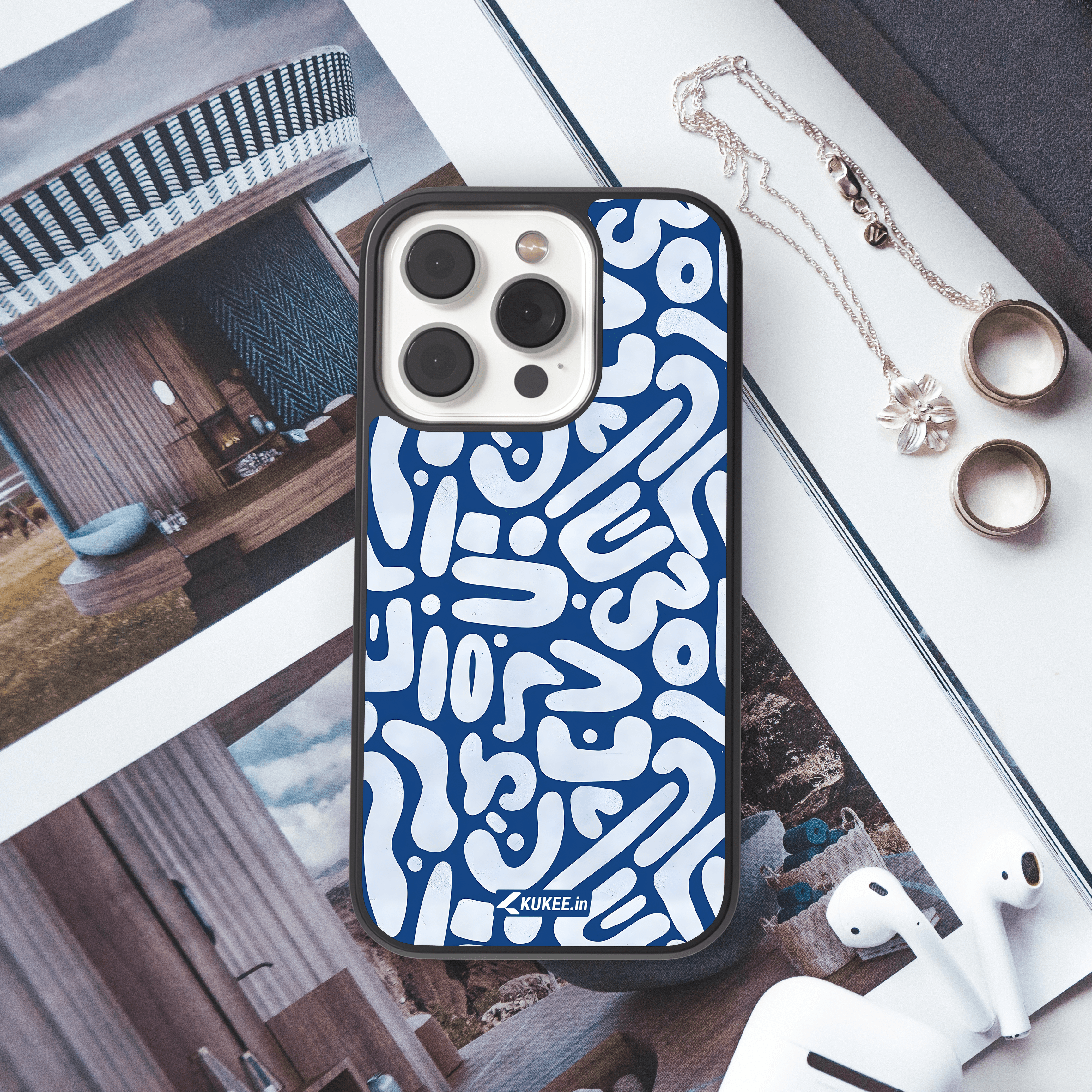 Pattern Mobile Cover - Blue and White Swirl Design