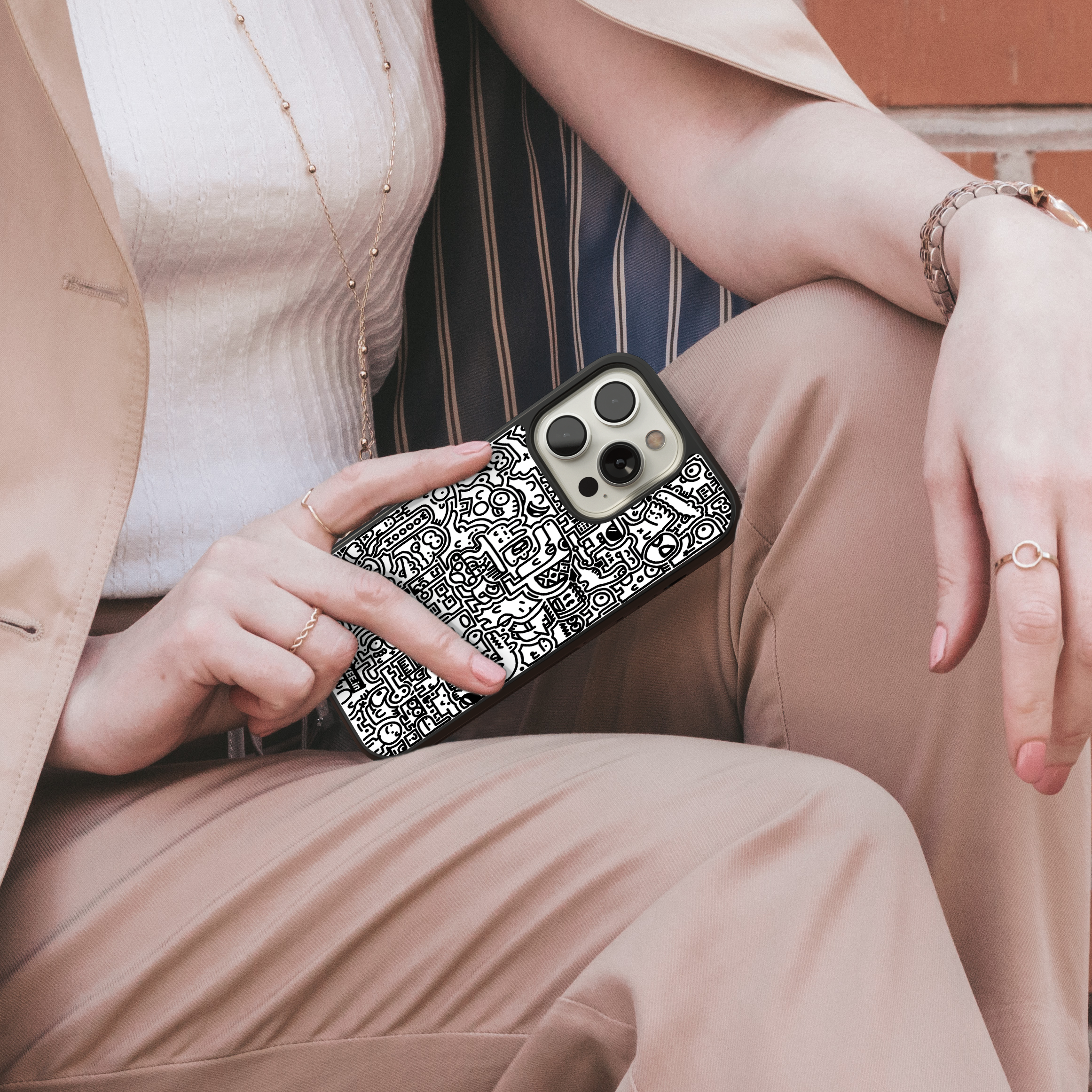 Whimsical Illustrated Mobile Cover - Detailed Doodle Art