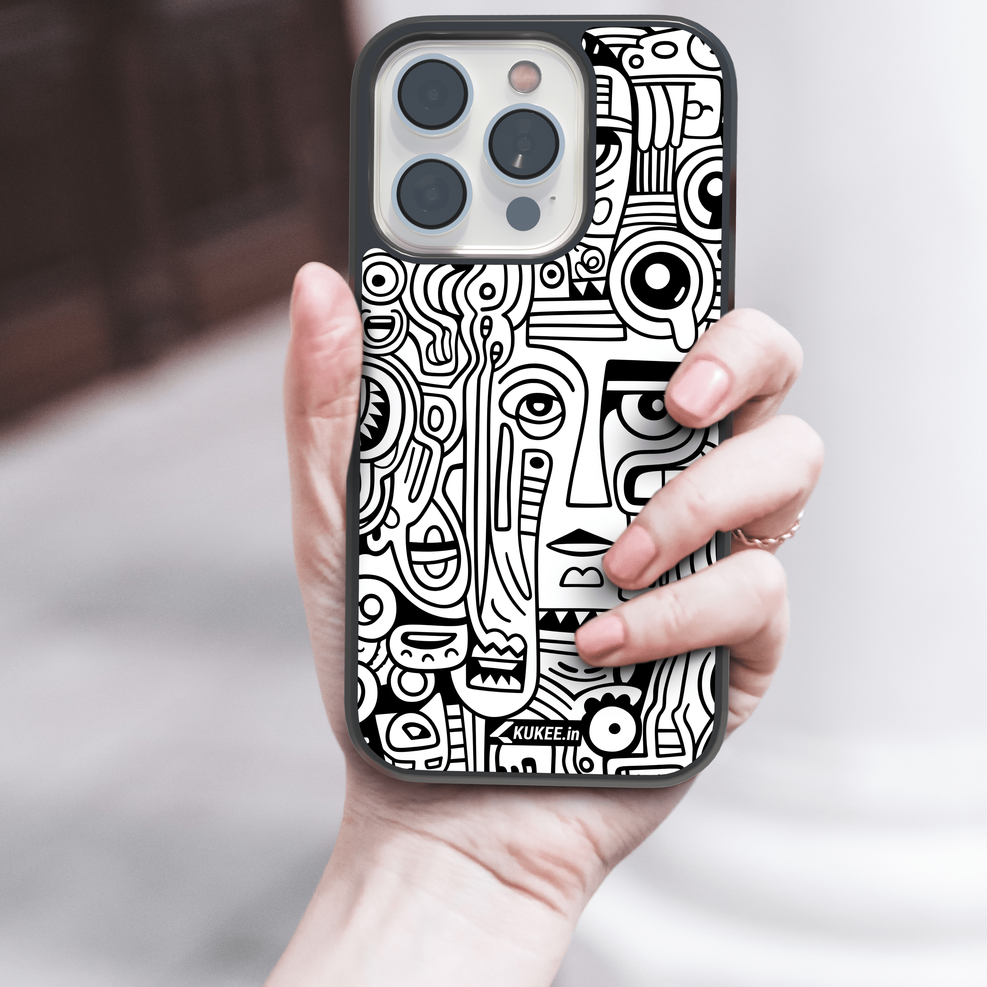 Surreal Line Art Mobile Cover - Modern Face Design