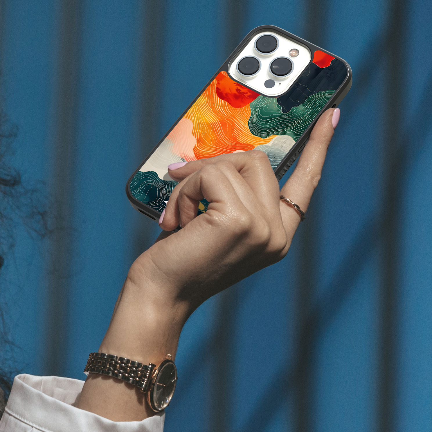 Vibrant Abstract Line Art Mobile Case - Colorful Flowing Design