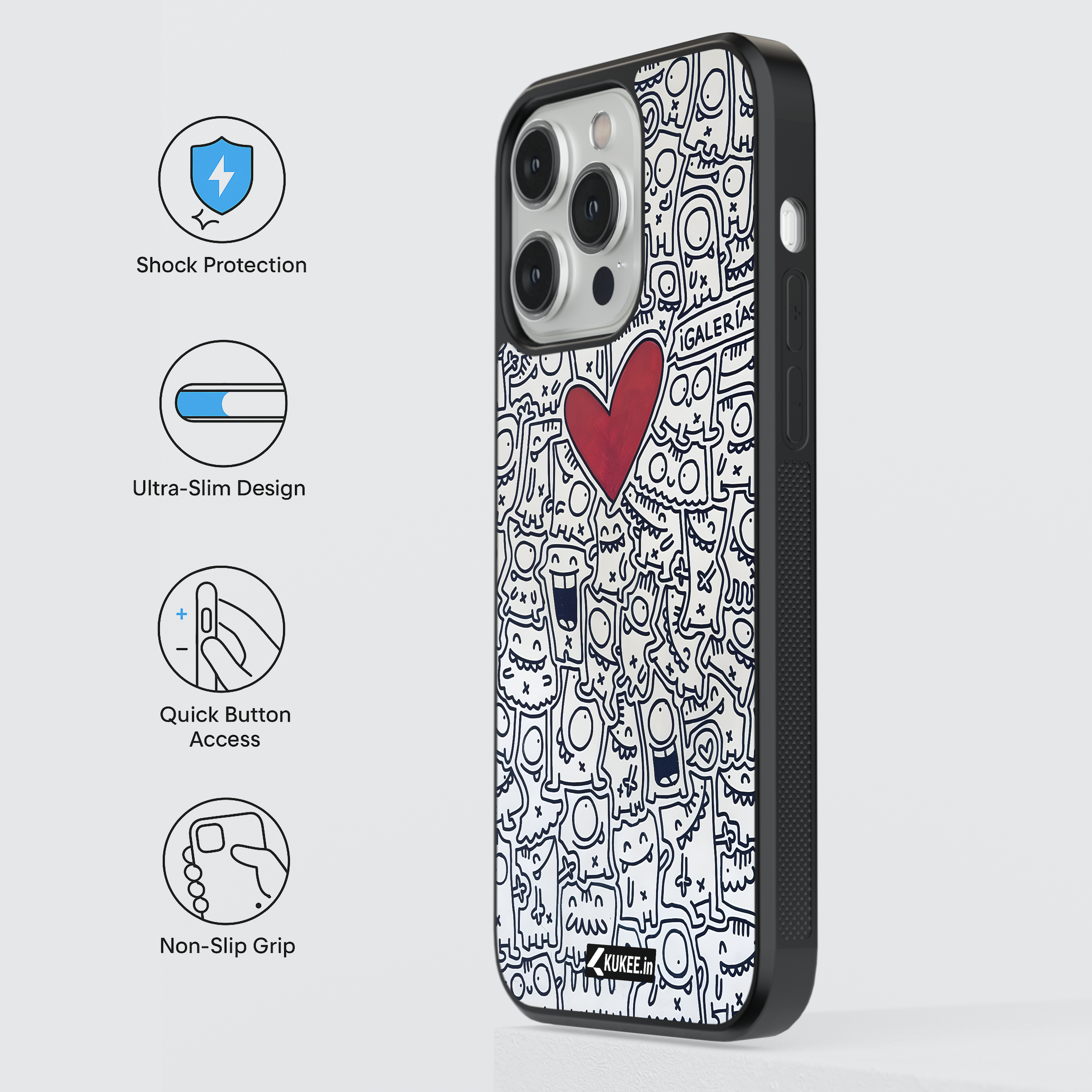 Funky Doodle Mobile Cover - Urban Art with Love Heart