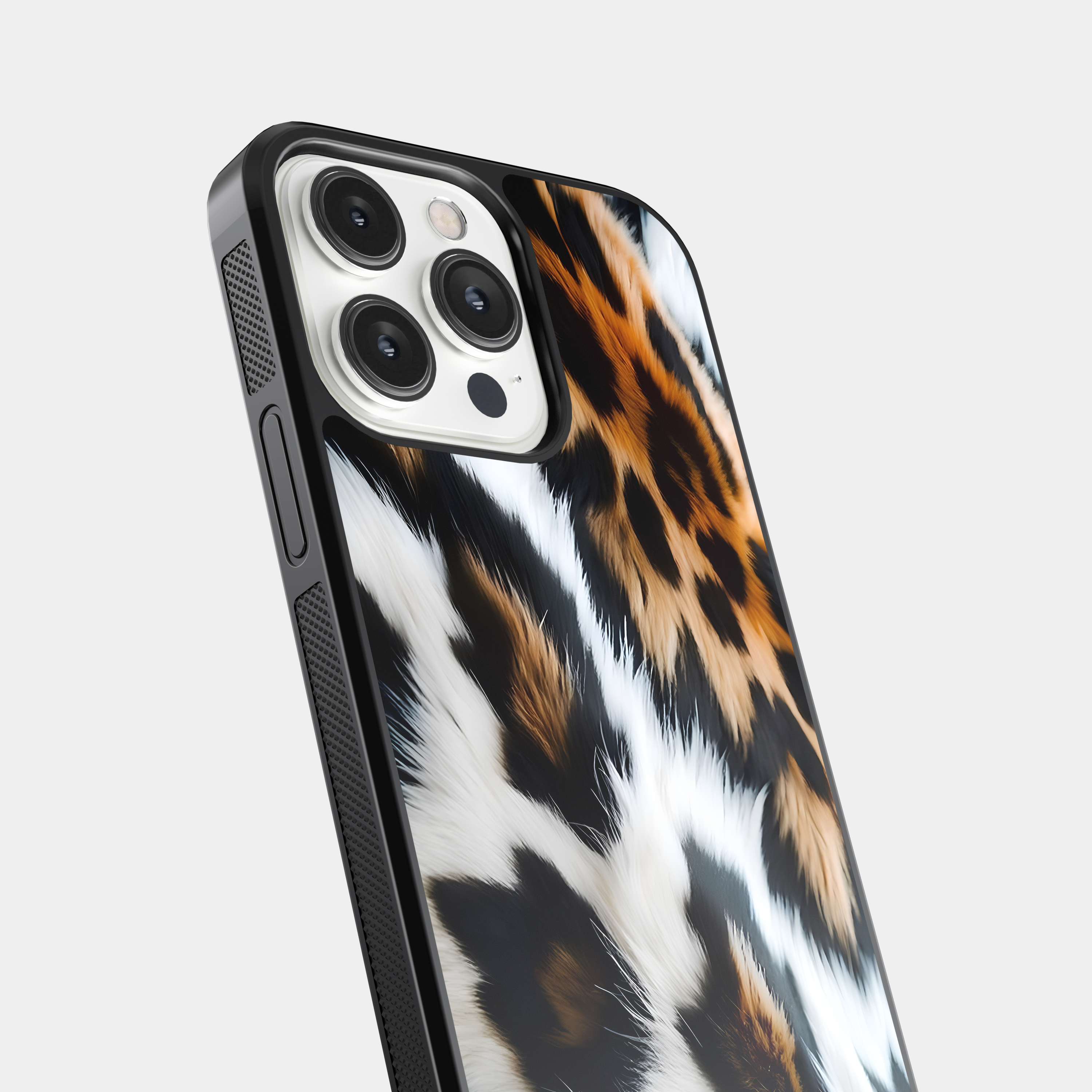 Black Brown White Leopard Print Mobile Case - Exotic Animal Design