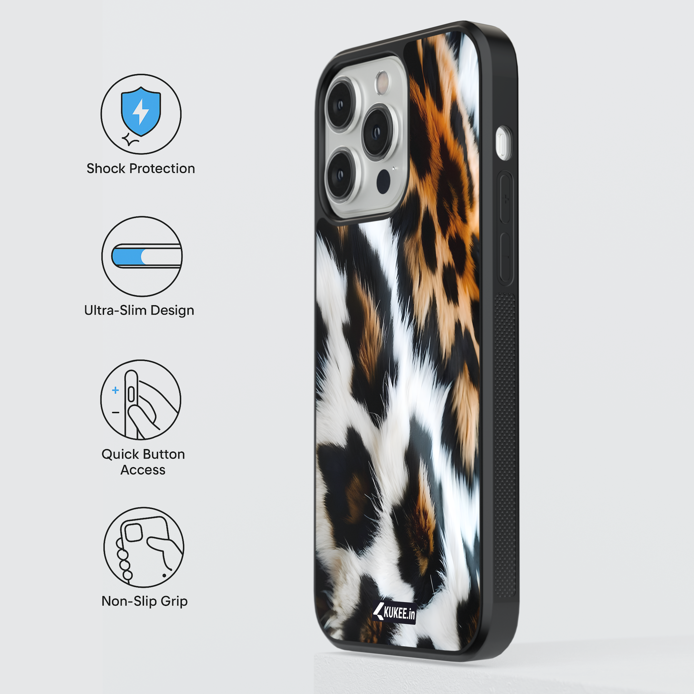 Black Brown White Leopard Print Mobile Case - Exotic Animal Design