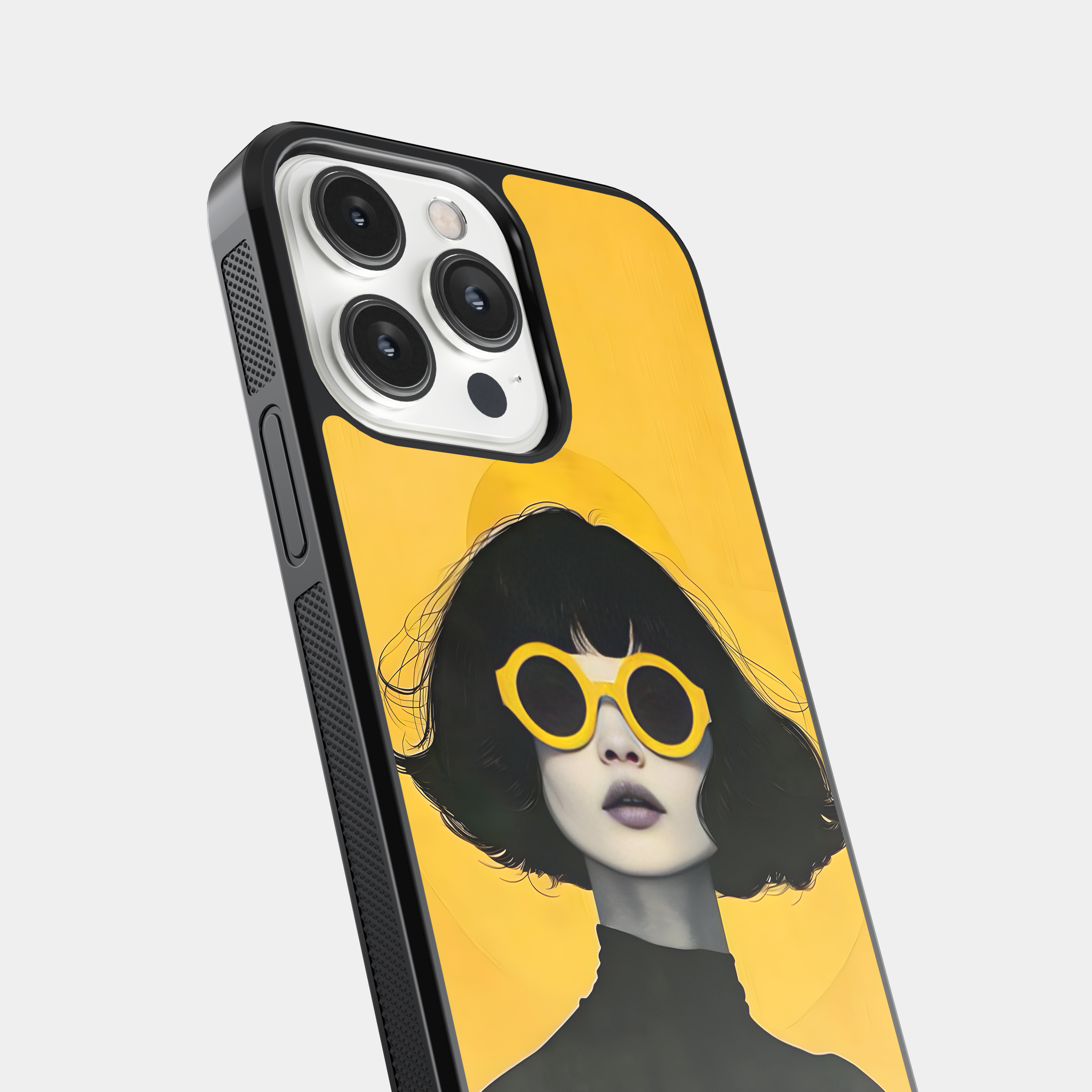 Stylish Woman with Yellow Sunglasses Mobile Case - Retro Fashion Art