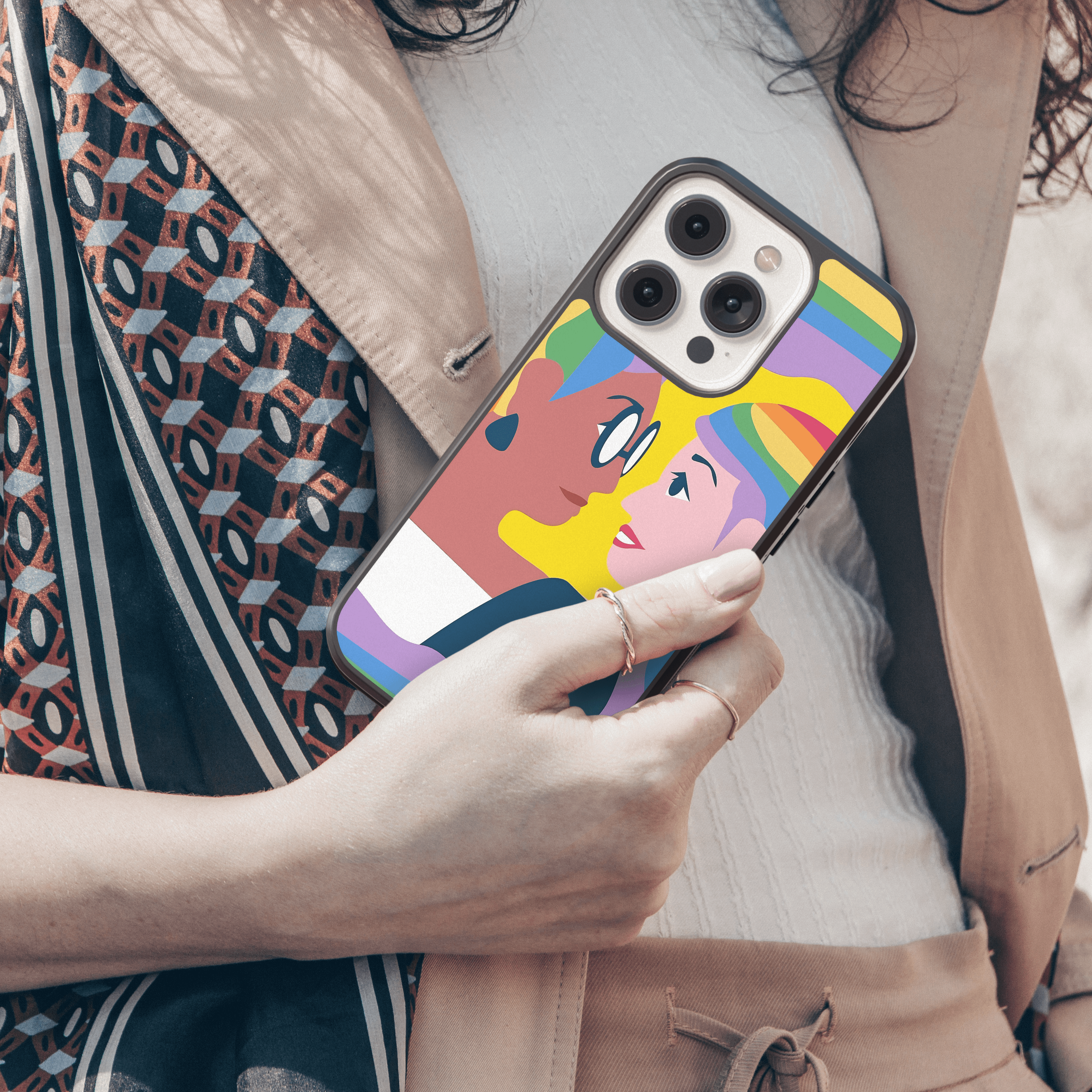 Rainbow Hair Pride Couple Mobile Cover - Equality and Inclusion