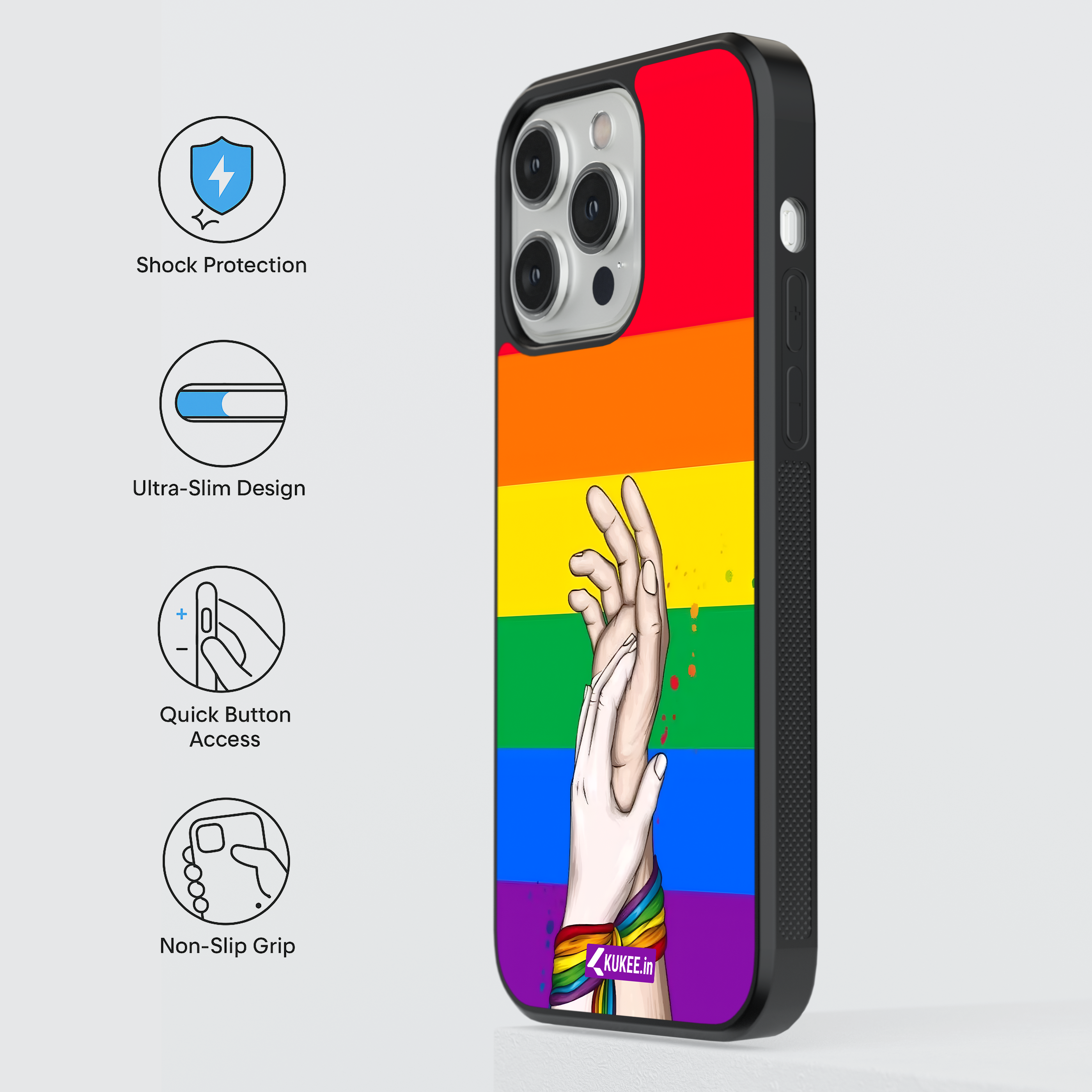 Rainbow Holding Hands - Intertwined Hands Rainbow Pride Mobile Case