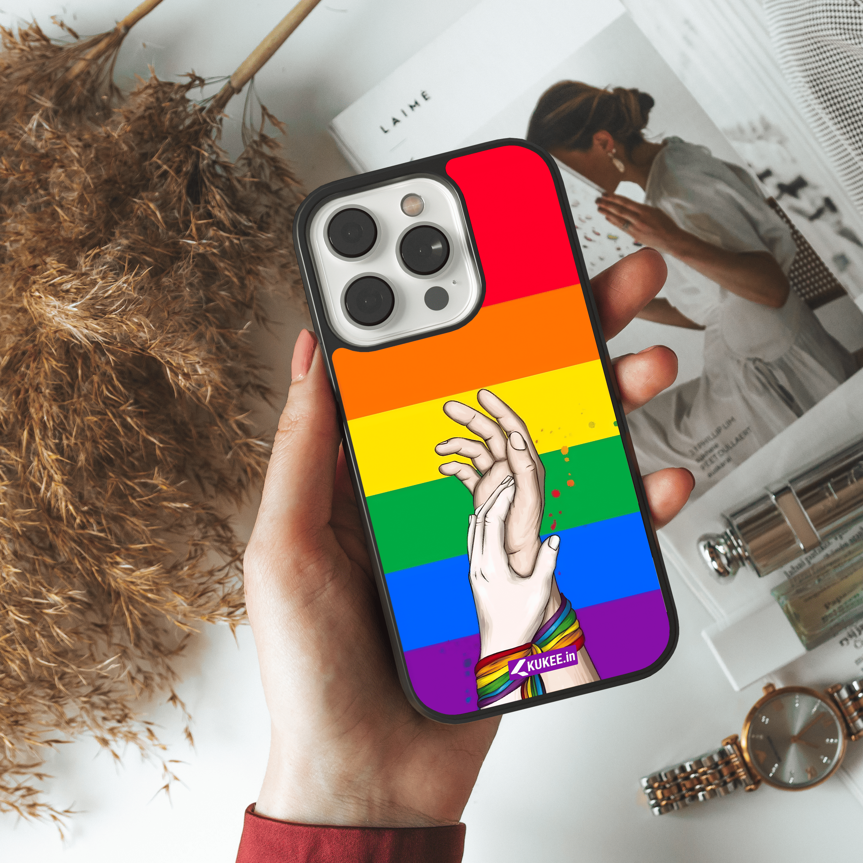 Rainbow Holding Hands - Intertwined Hands Rainbow Pride Mobile Case