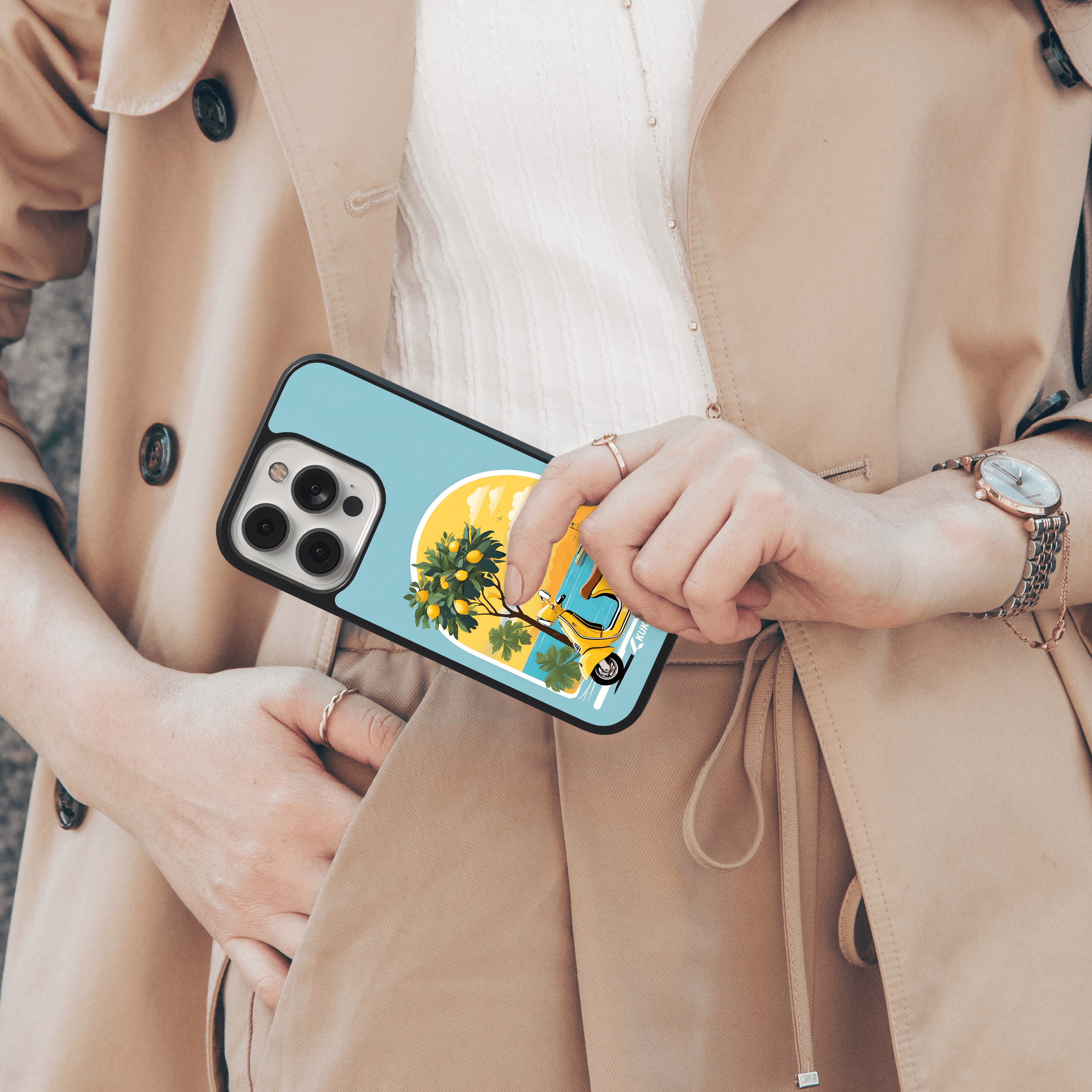 Vintage Vespa Mobile Cover with Lemon Tree Scene