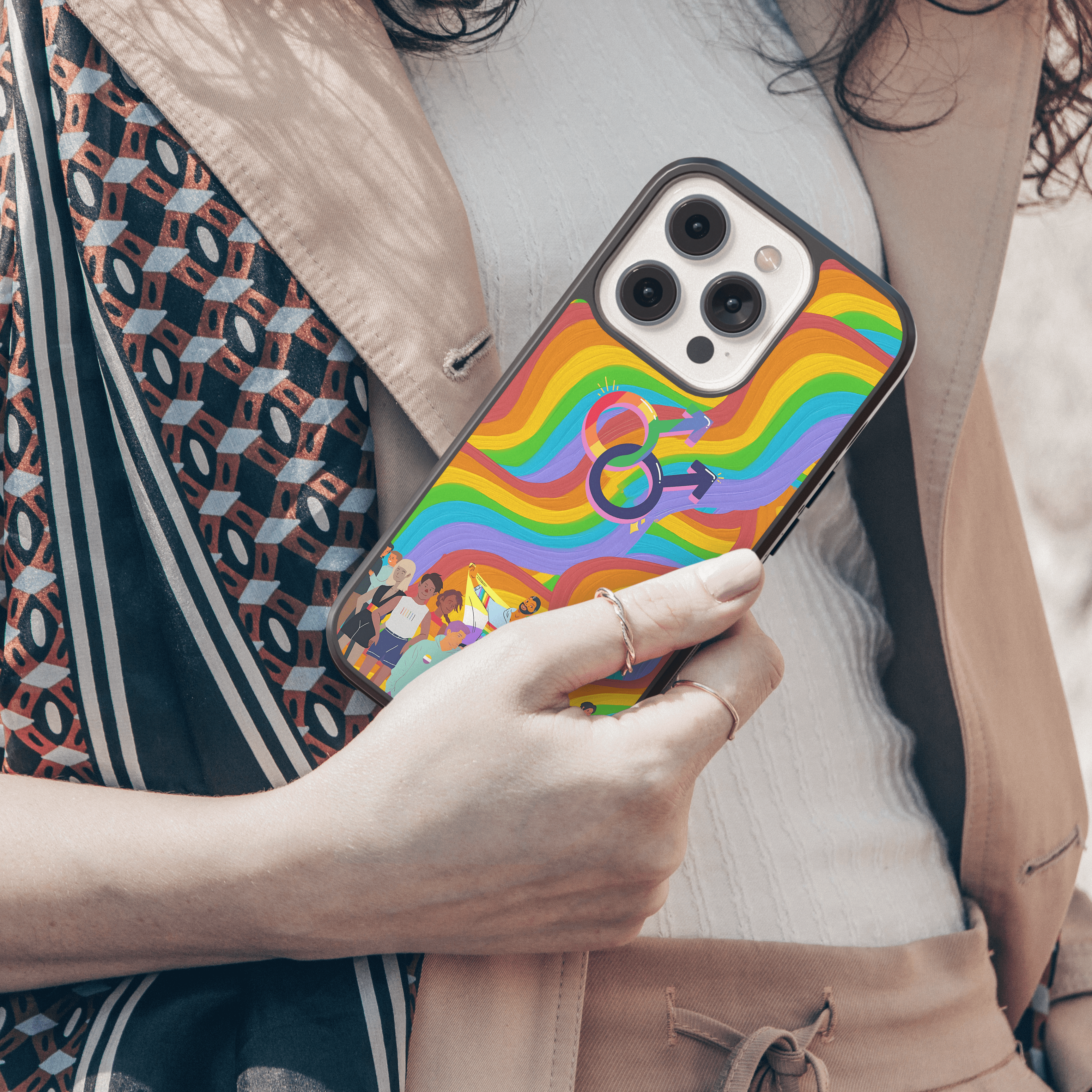 Rainbow Waves Pride Mobile Case - LGBTQ+ Equality