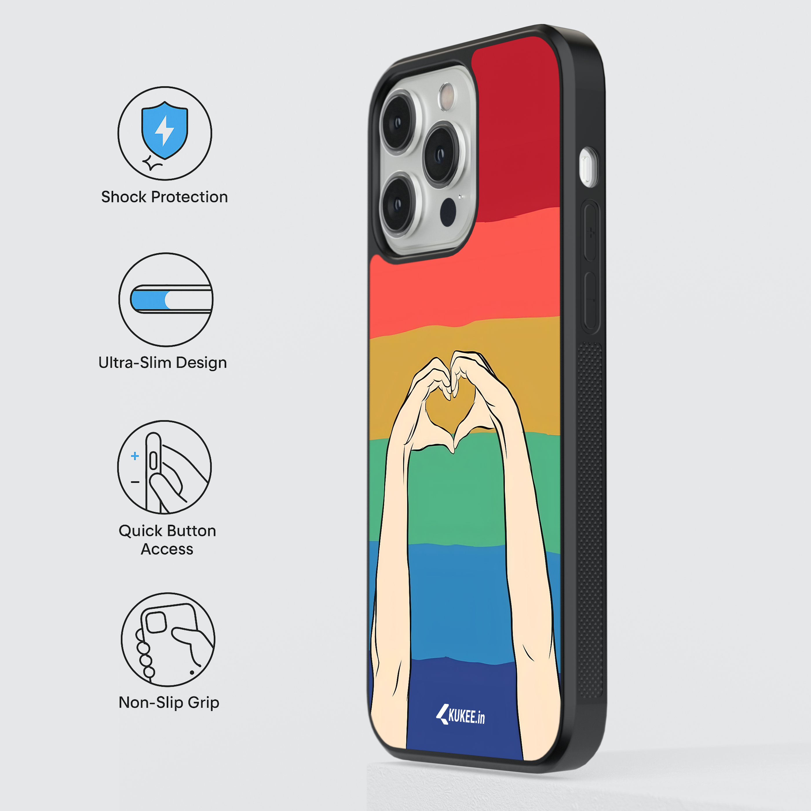 Rainbow Heart Hands Mobile Case - LGBTQ+ Love Symbol