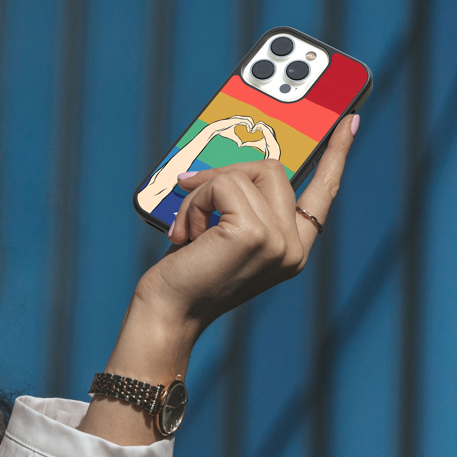 Rainbow Heart Hands Mobile Case - LGBTQ+ Love Symbol