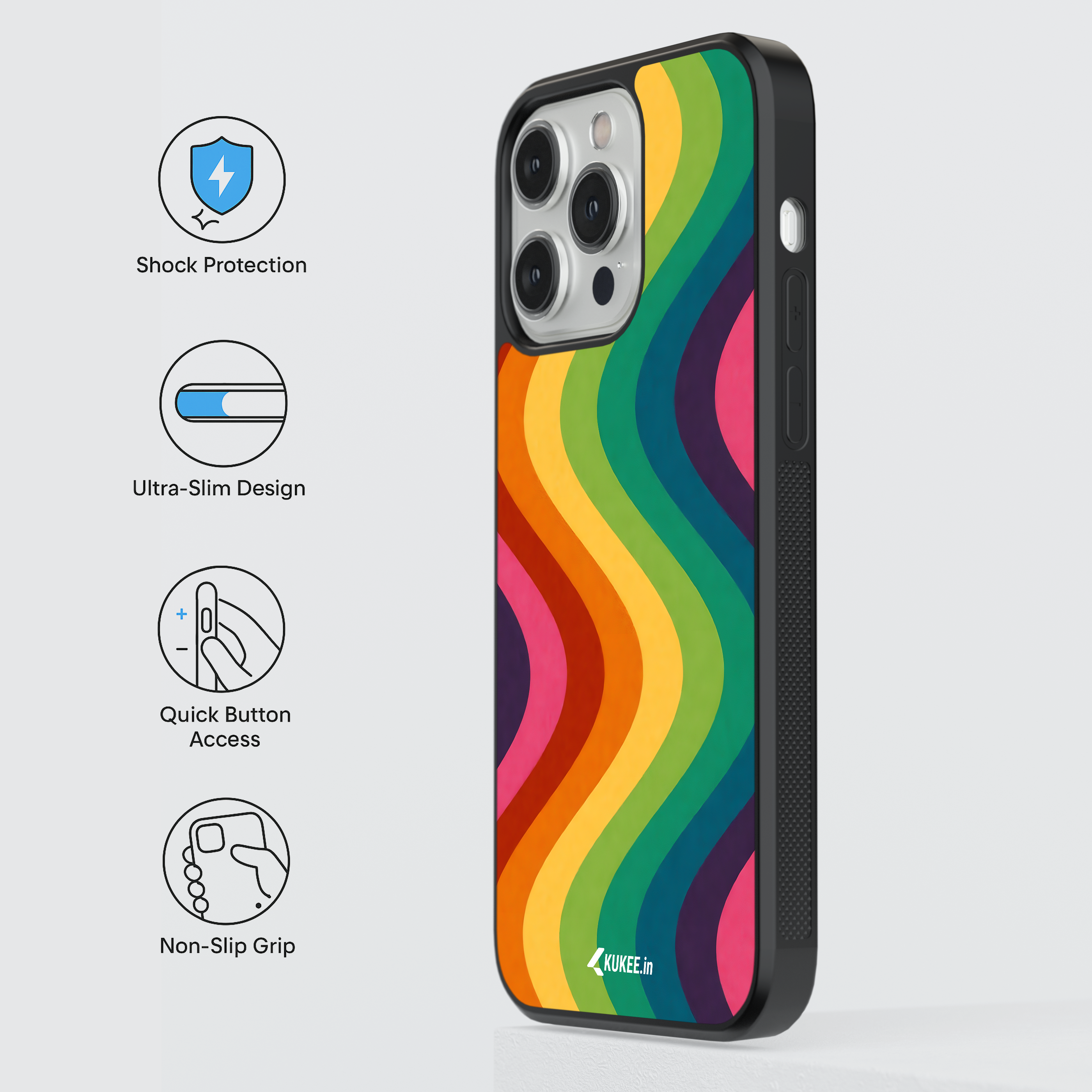 Wavy Rainbow Stripes Mobile Case - Colorful Abstract Pattern