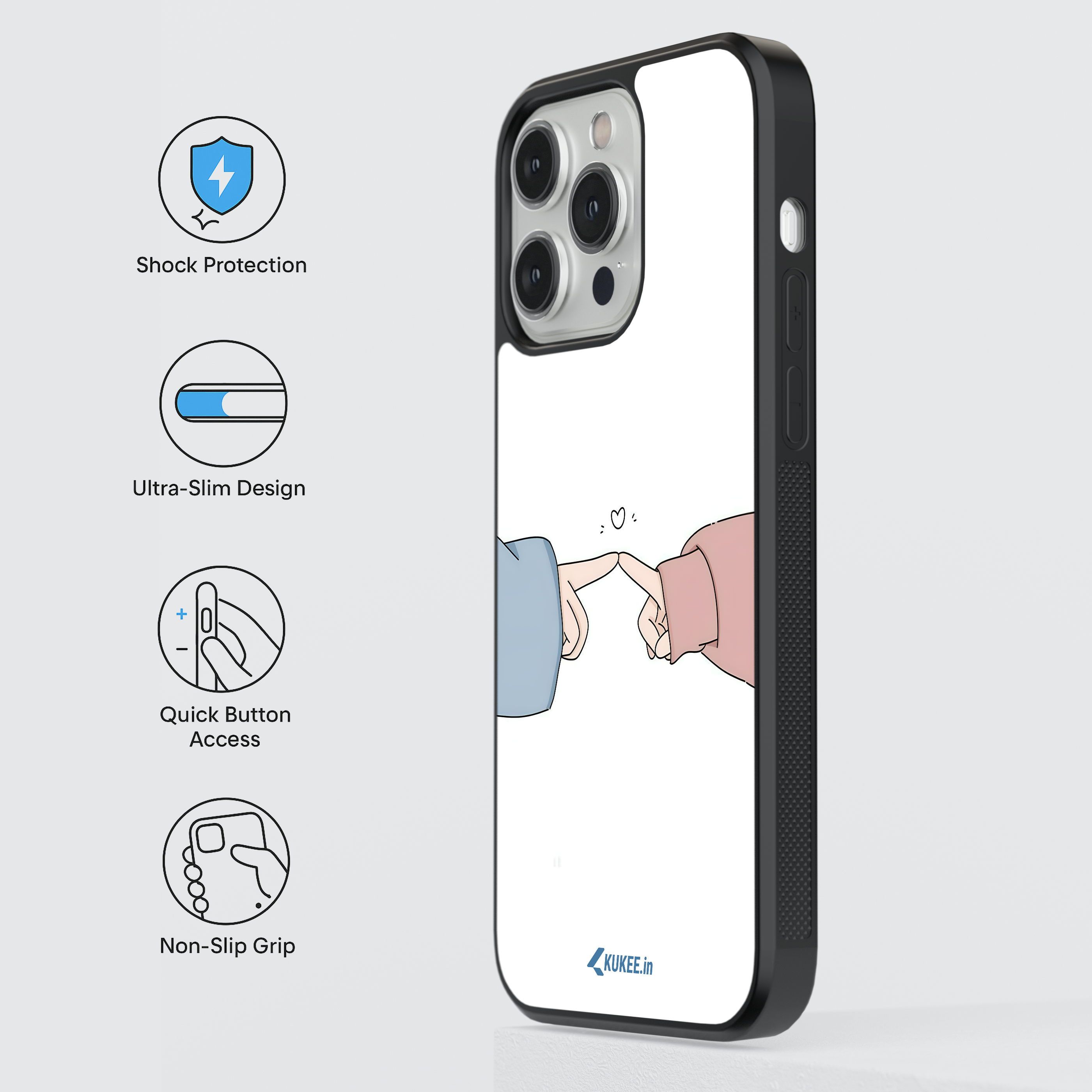 Touching Fingers Heart Mobile Case - Simple Love Connection