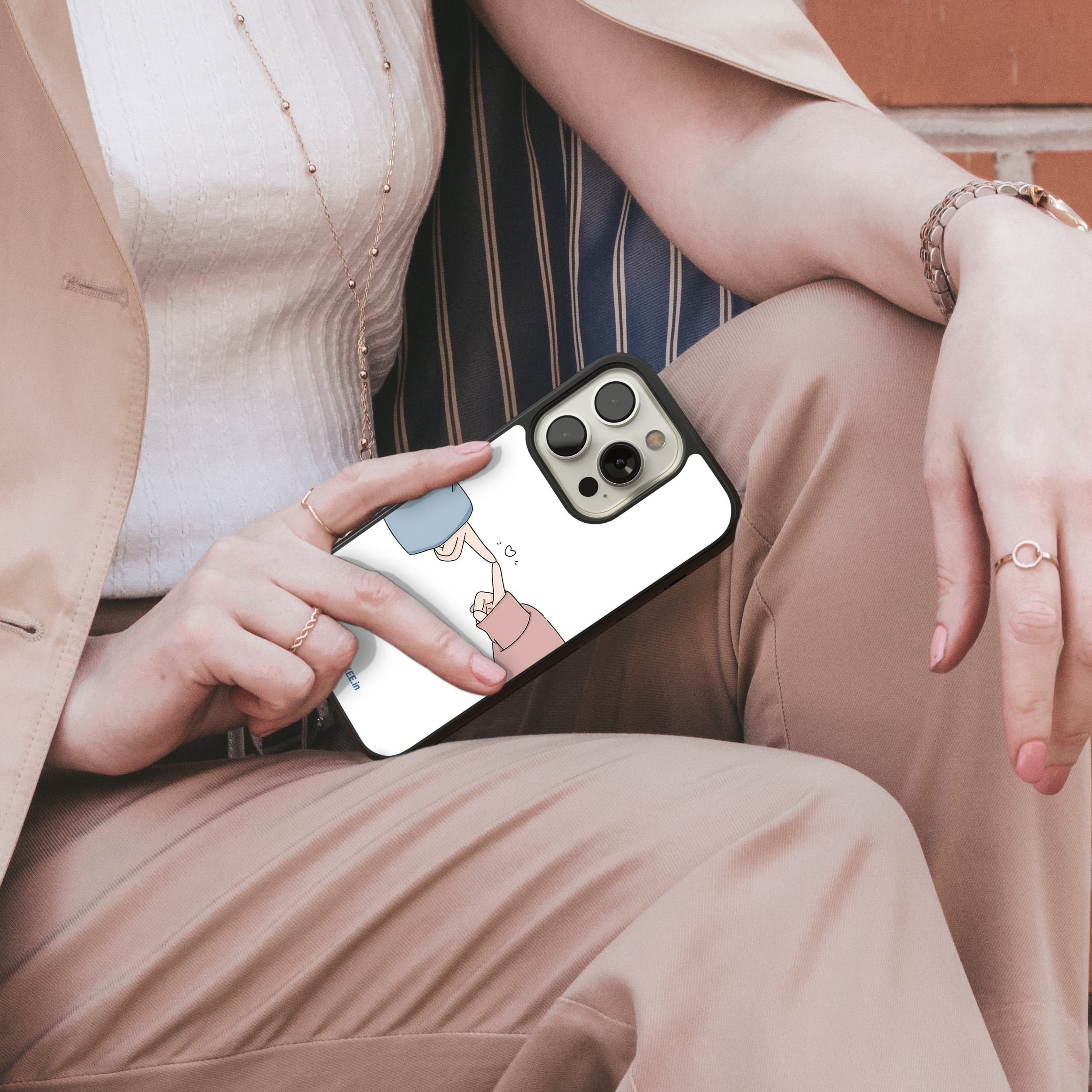 Touching Fingers Heart Mobile Case - Simple Love Connection