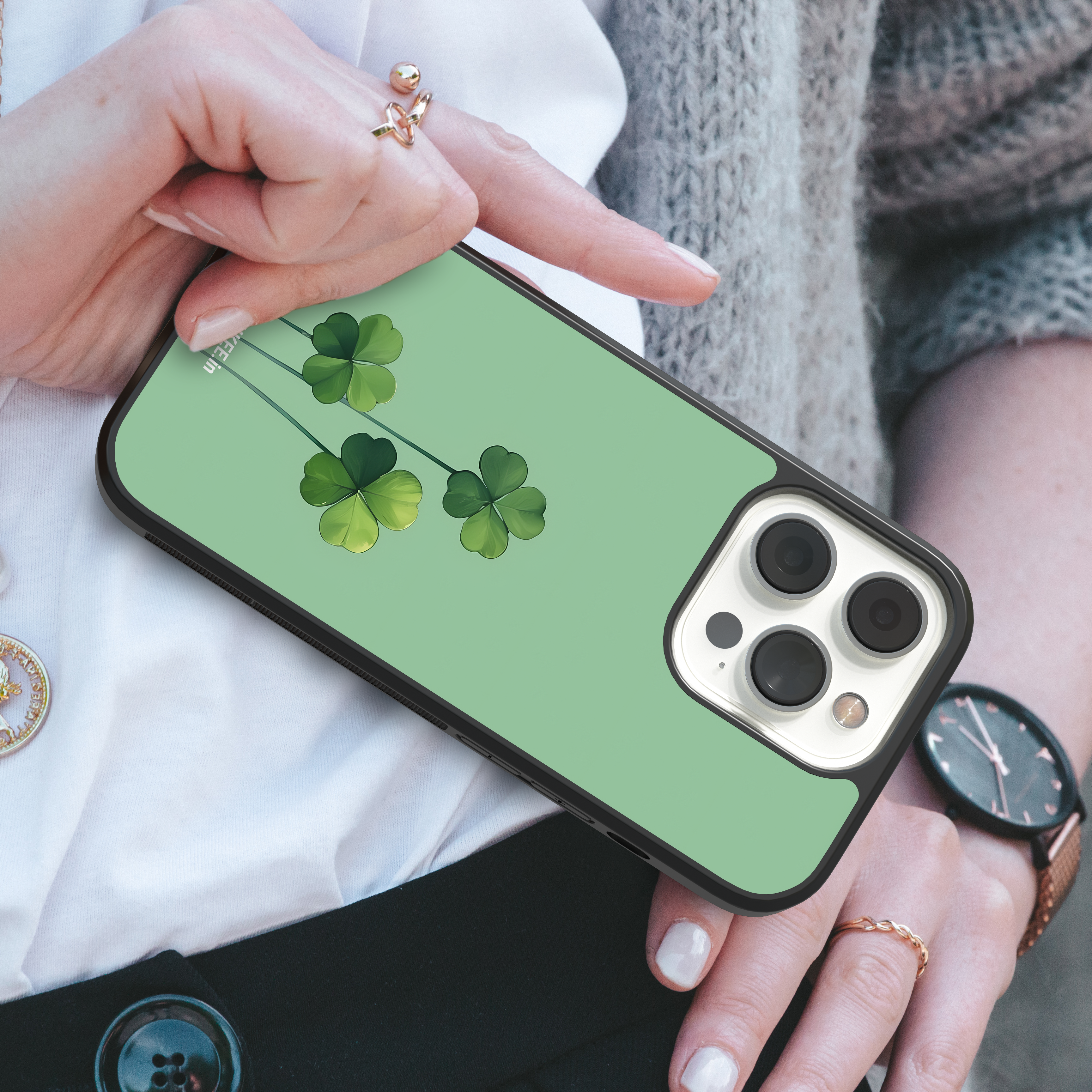 Good Luck -  Three Clover Mobile Cover - Minimalist Nature Art