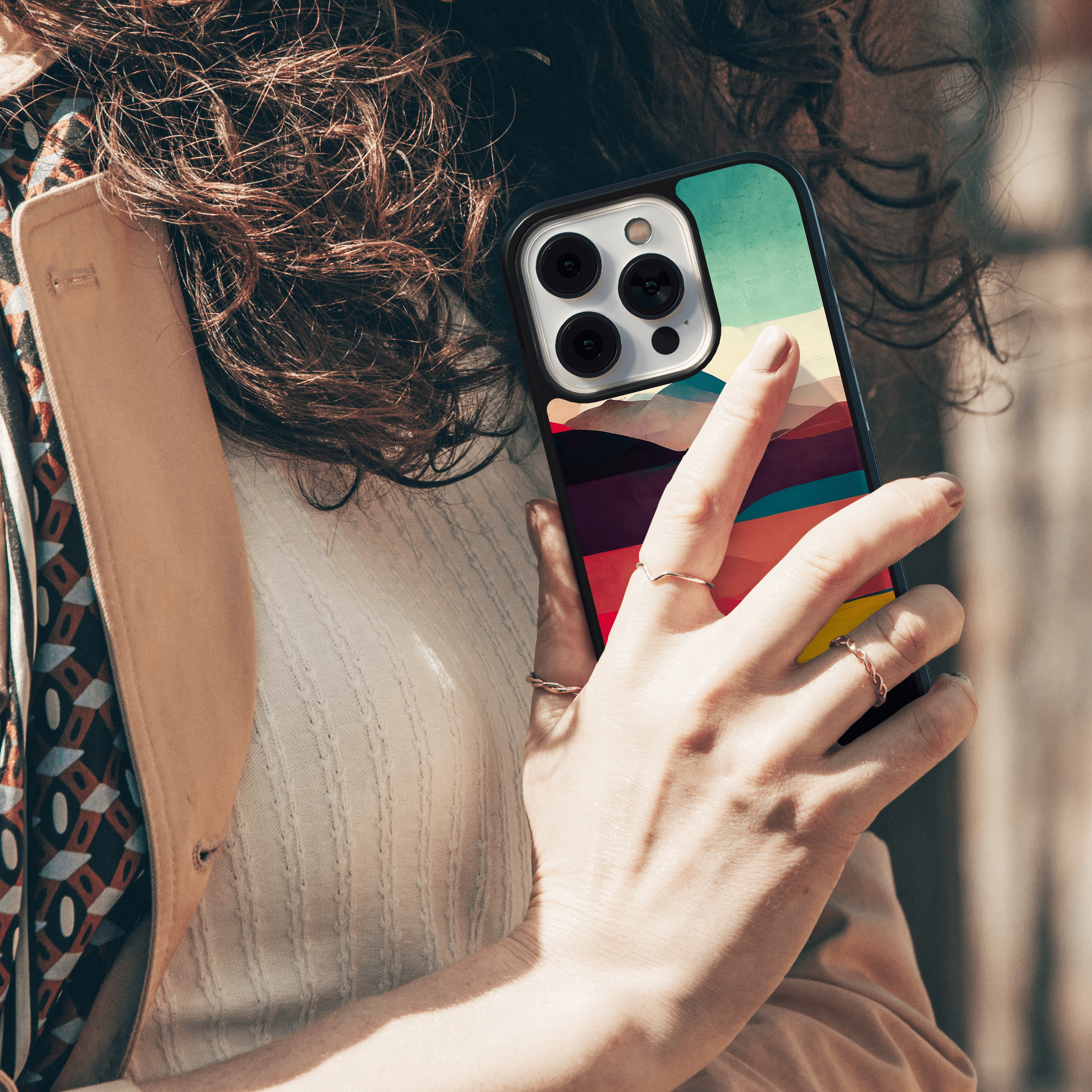 Vibrant Landscape Mobile Cover - Artistic Hills and Fields Design