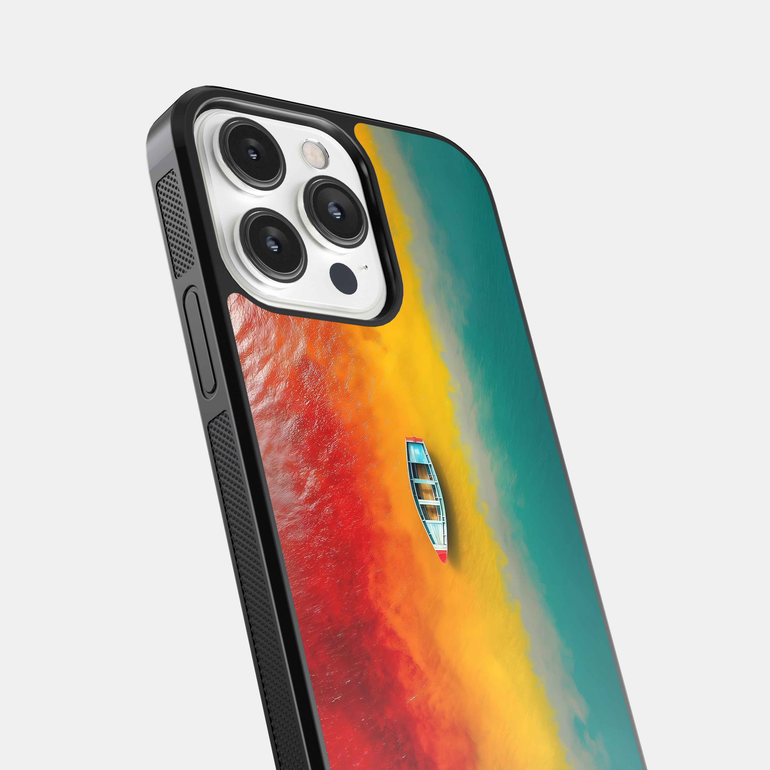 Vibrant Water Mobile Cover - Abstract Boat Landscape