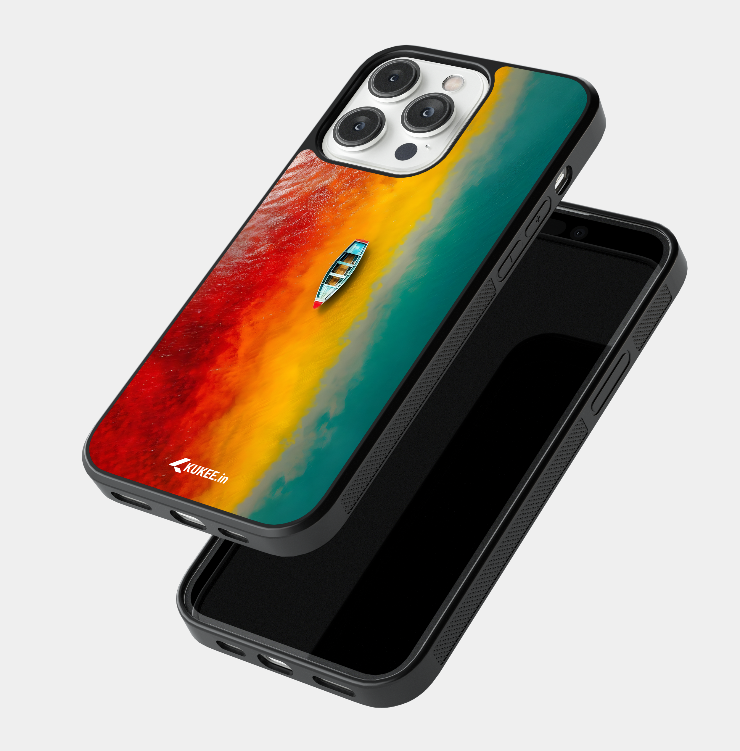 Vibrant Water Mobile Cover - Abstract Boat Landscape