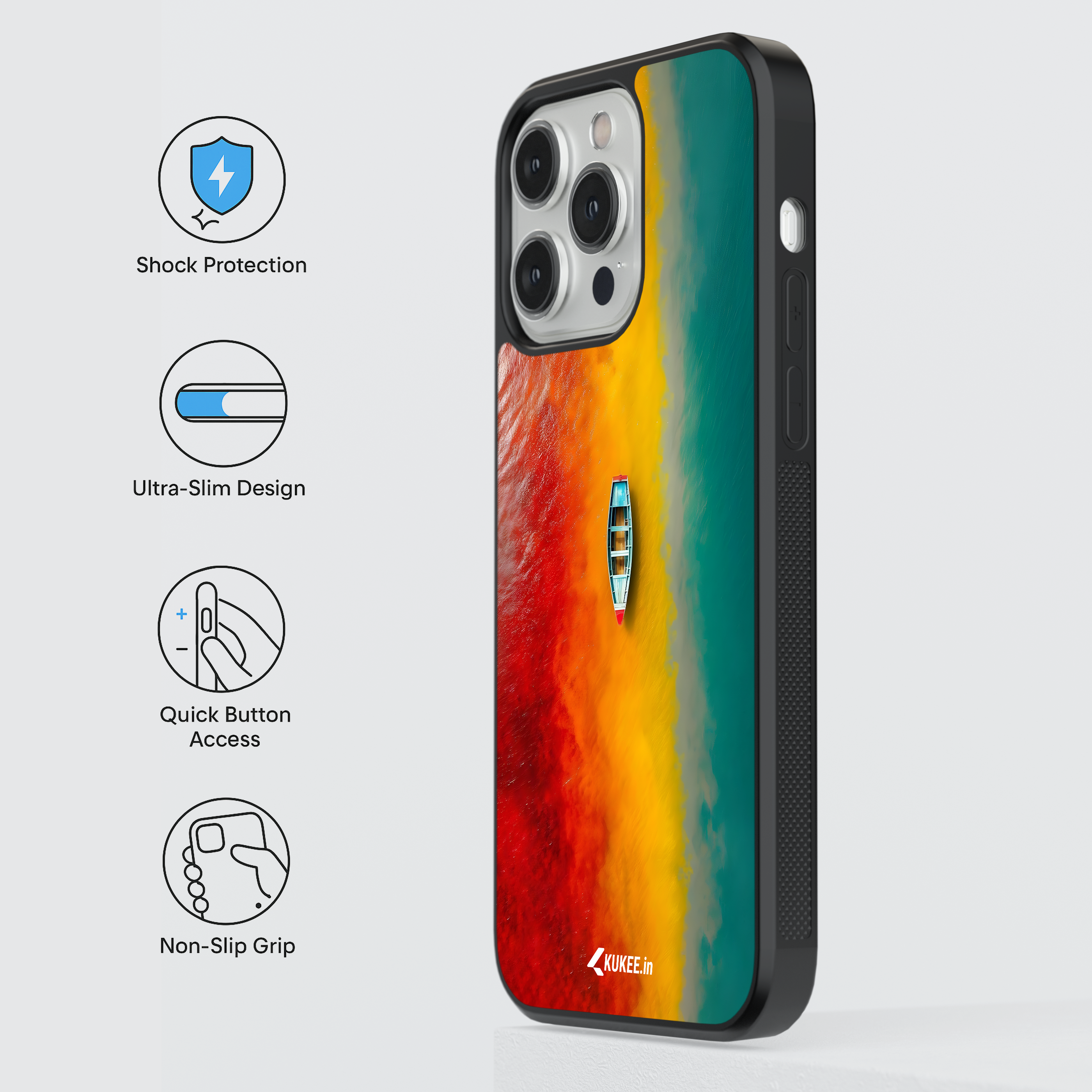 Vibrant Water Mobile Cover - Abstract Boat Landscape