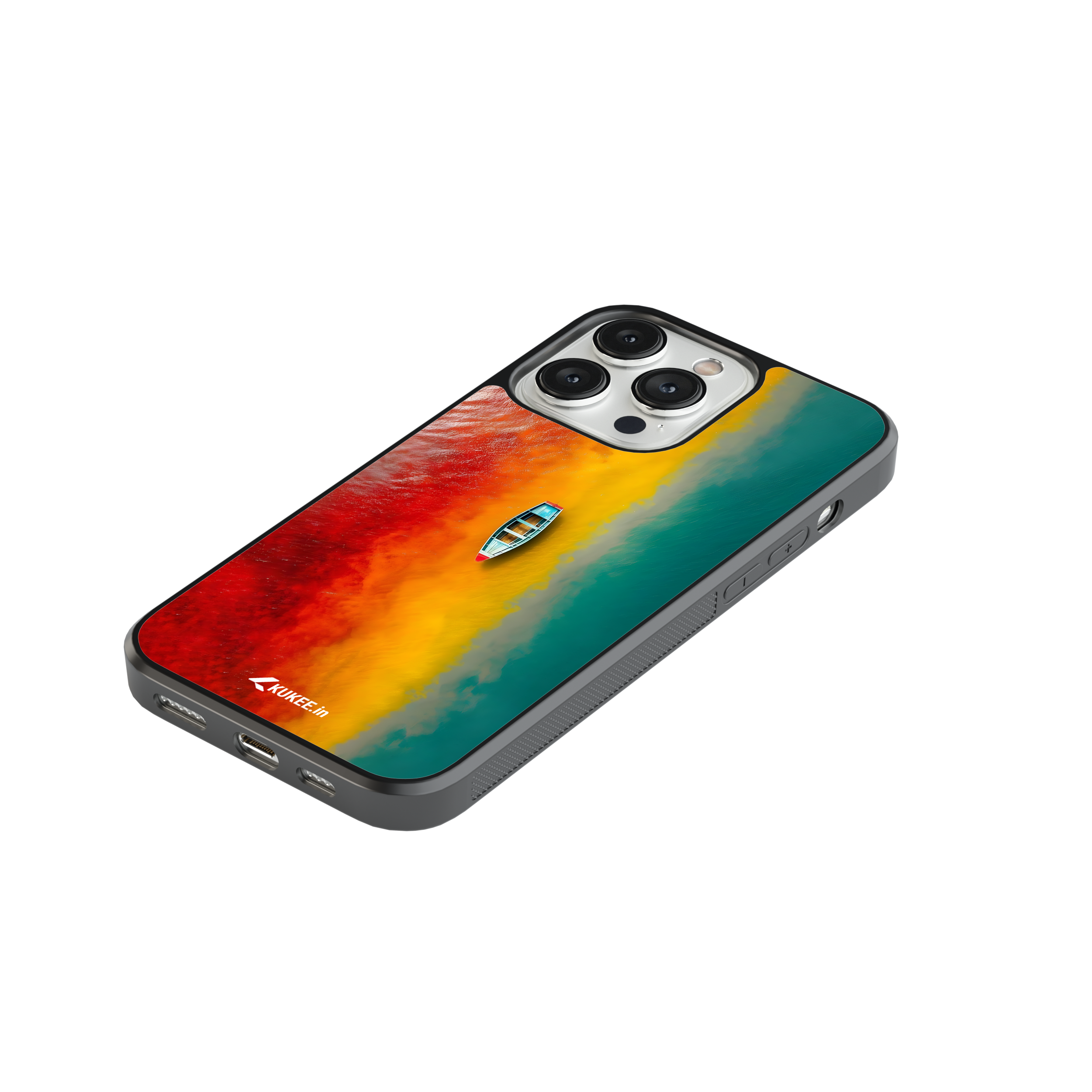 Vibrant Water Mobile Cover - Abstract Boat Landscape